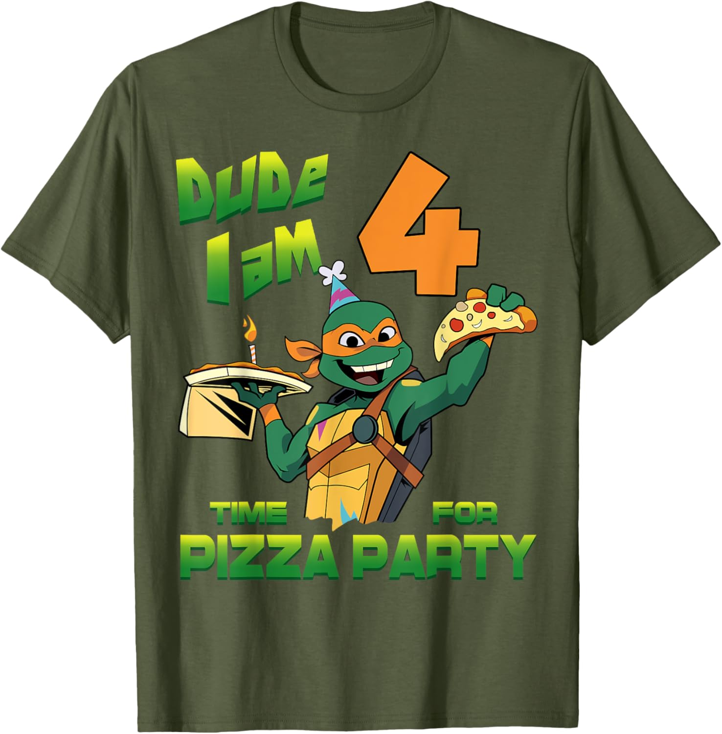 Mademark Teenage Mutant Ninja Turtles Mikey Pizza 4th Birthday T-Shirt - 10