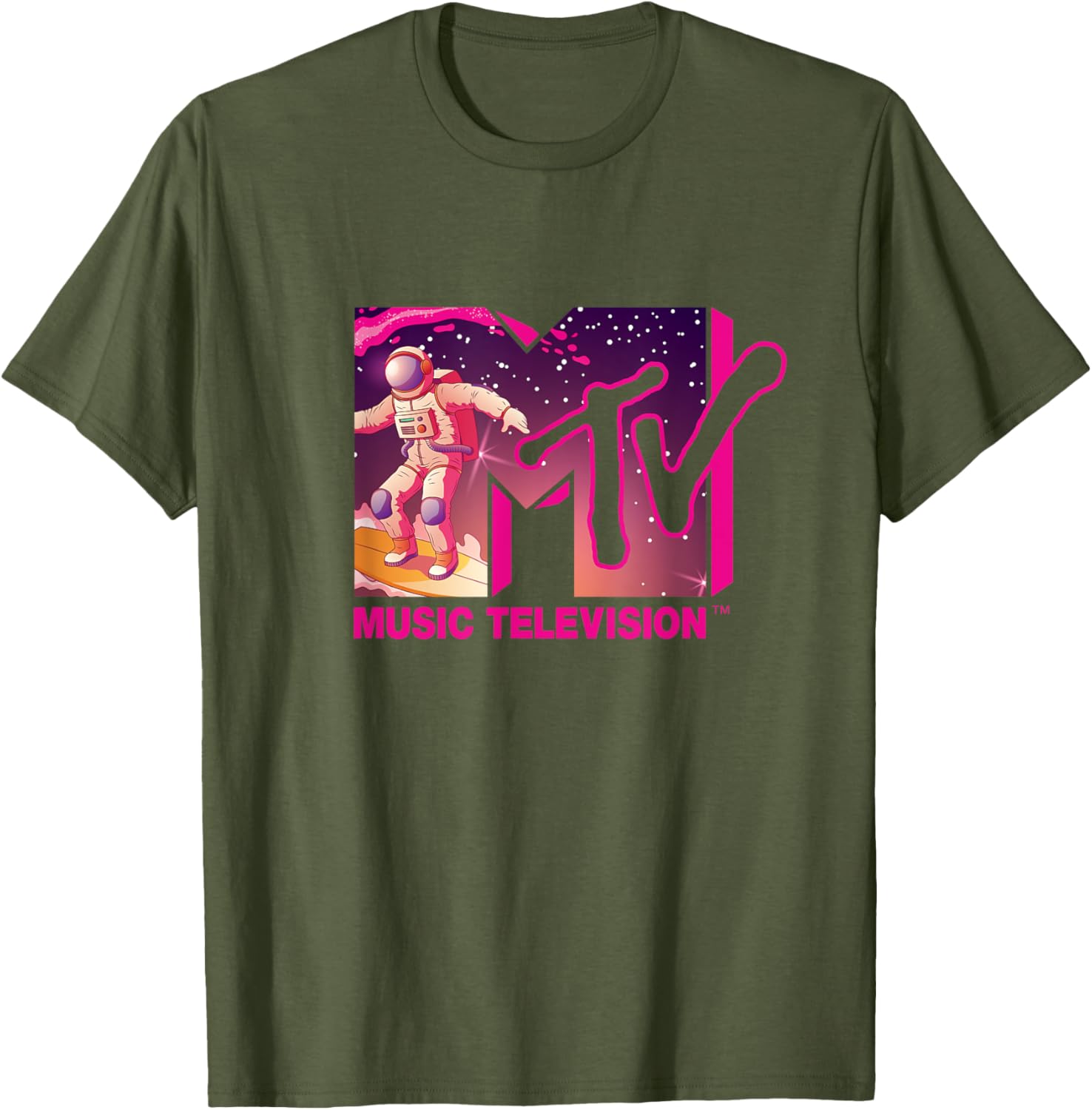 Mademark x MTV Surfing Astronaut Space T-Shirt - Official MTV Logo Tee - 16