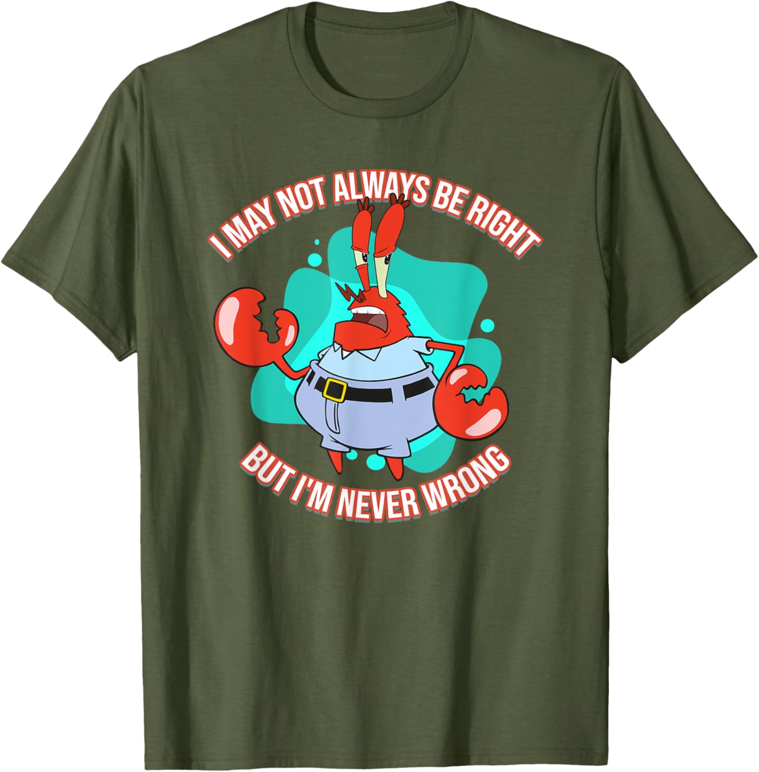 Mademark x SpongeBob SquarePants Eugene Krabs Never Wrong T-Shirt Fun Fashion - 16