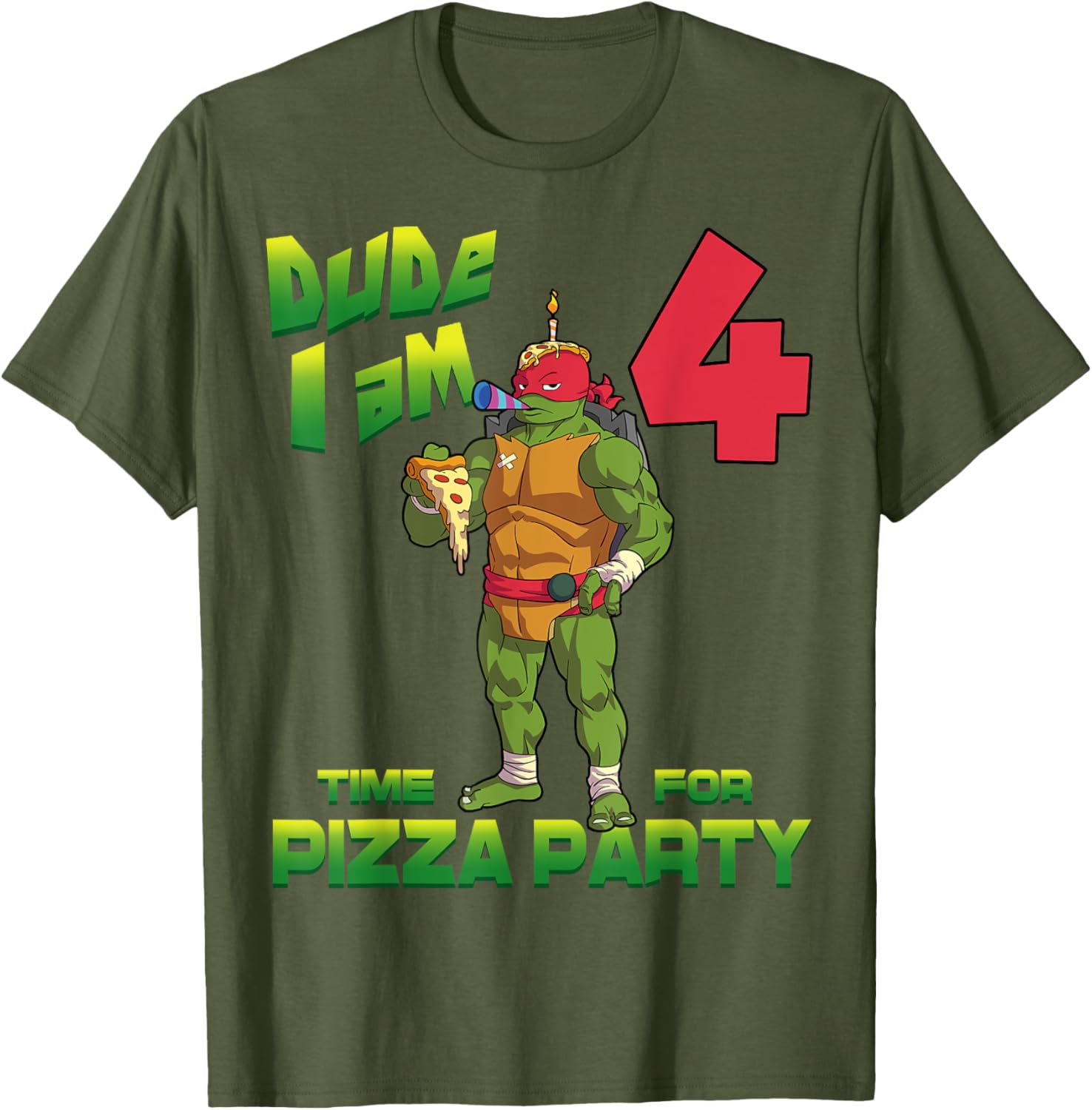 TMNT Raph Pizza Birthday Party T-Shirt for 4 Year Olds - Fun Kid's Clothing - 25