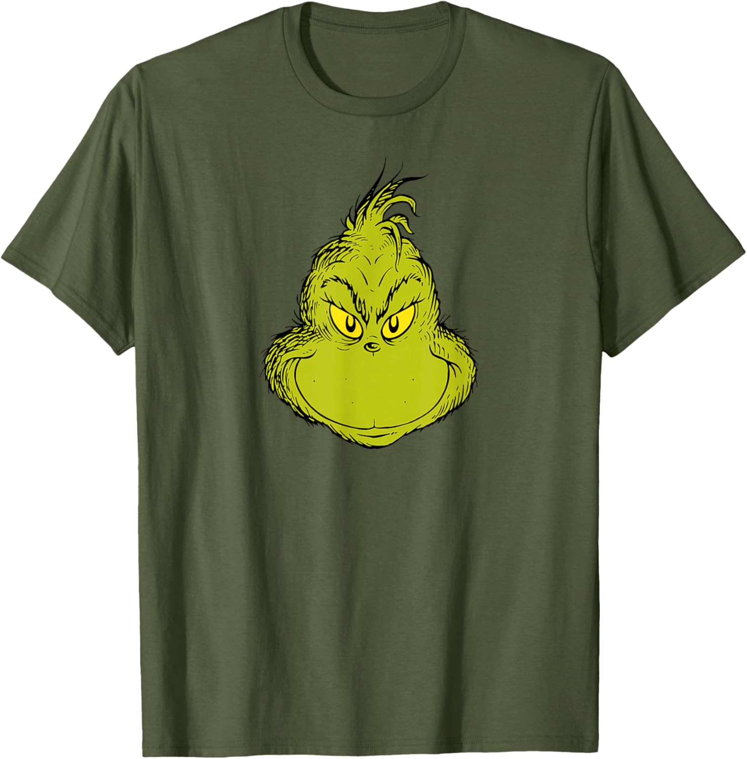 Classic Dr. Seuss Grinch Face T-Shirt for Fun Holiday Style - 13