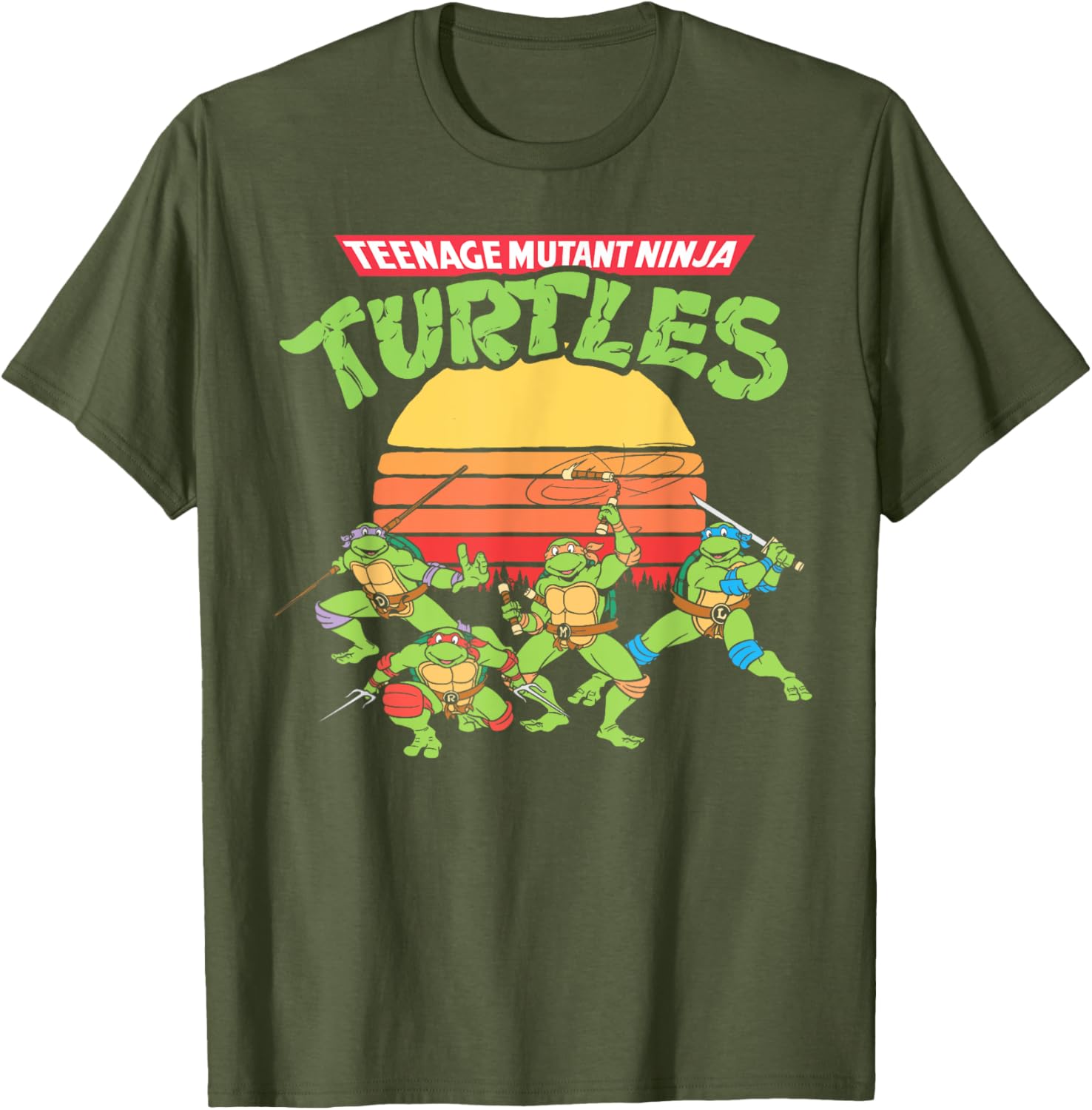 Mademark Teenage Mutant Ninja Turtles Retro Logo Eighties Sunset T-Shirt - 3