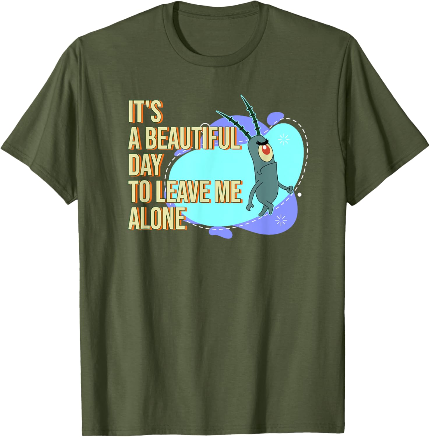 Mademark SpongeBob SquarePants Plankton Beautiful Day T-Shirt for Fun Style - 14