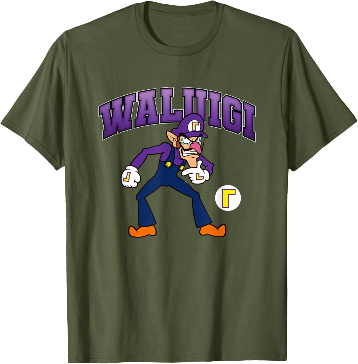 Super Mario Bros Waluigi Big Character Portrait T-Shirt for Fans - 19