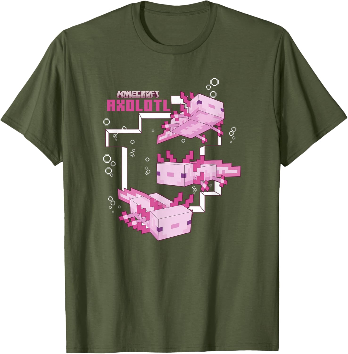 Cute Minecraft Pink Axolotl Pond T-Shirt for Kids and Adults - 11