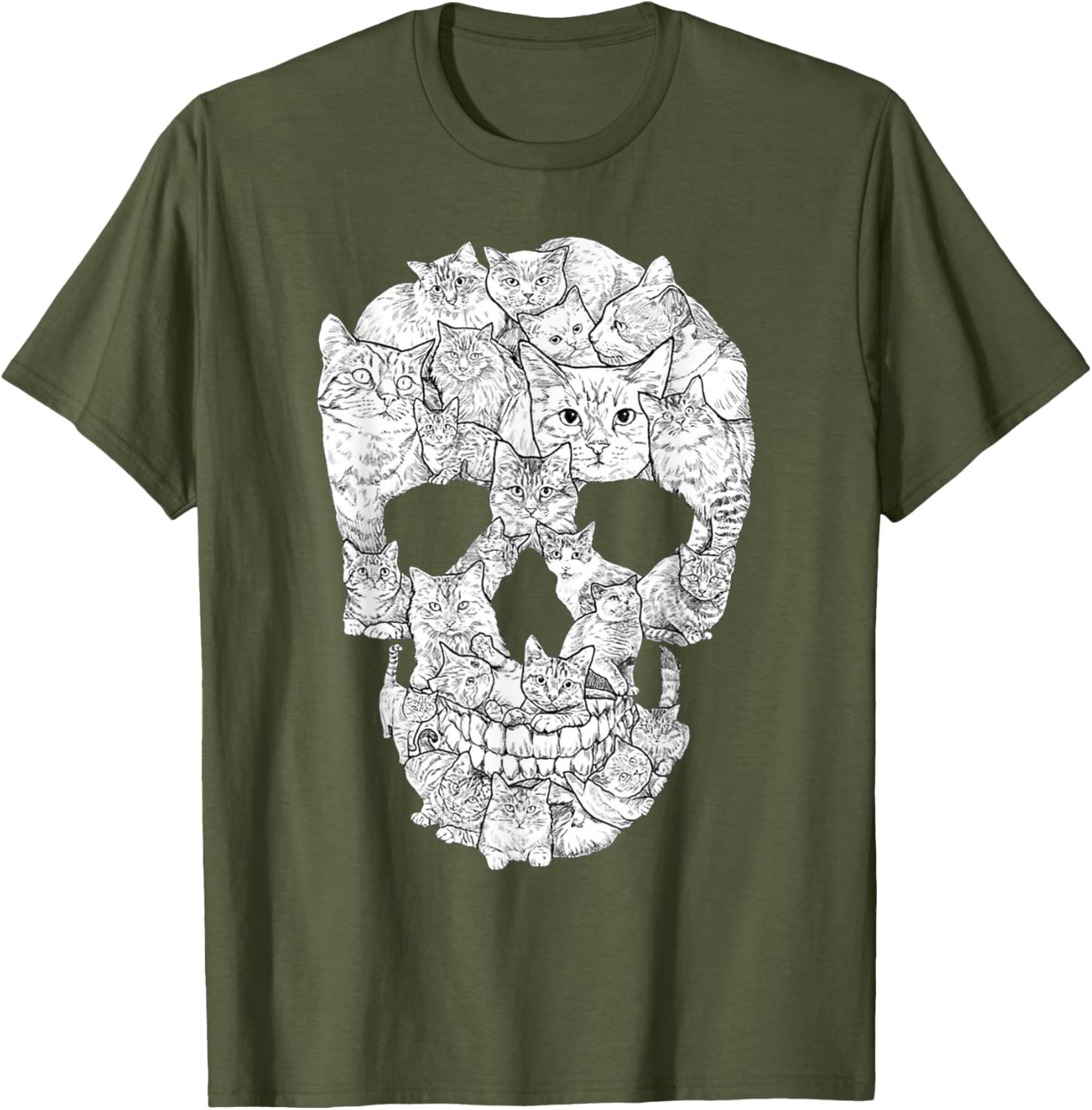 Cat Skull T-Shirt for Halloween - Fun Kitty Skeleton Tee for All Ages - 7