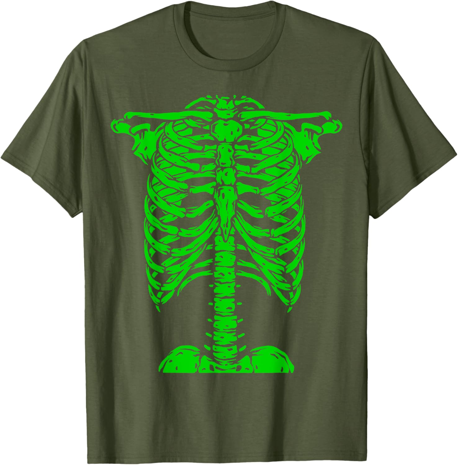 Skeleton Green Rib Cage X-Ray T-Shirt for Halloween Fun and Style - 6