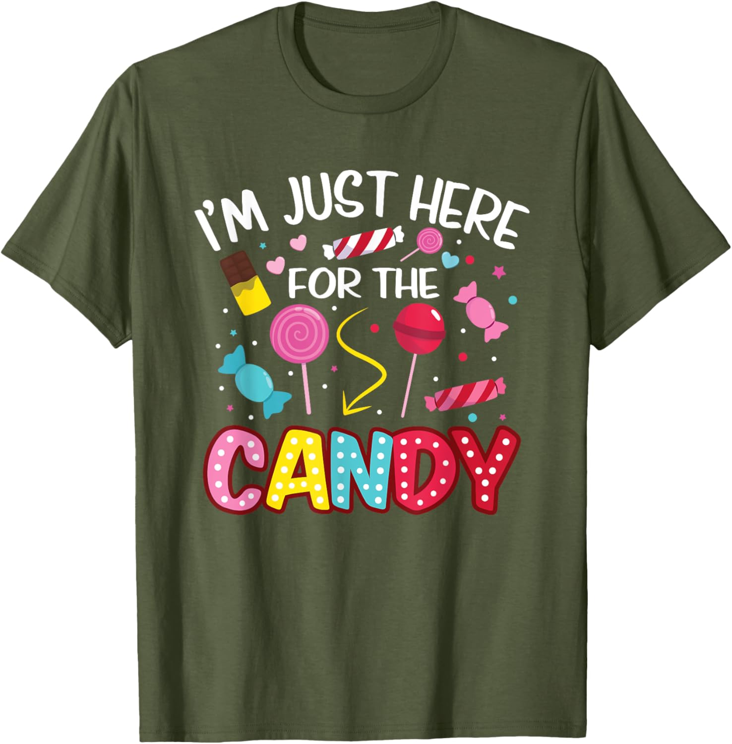 Cute I'm Just Here For The Candy Lollipop Halloween T-Shirt for Kids - 10
