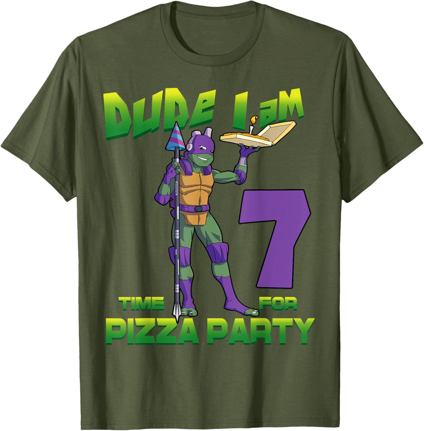Cool TMNT Donatello Pizza Birthday Party T-Shirt for 7 Year Old Boys - 24