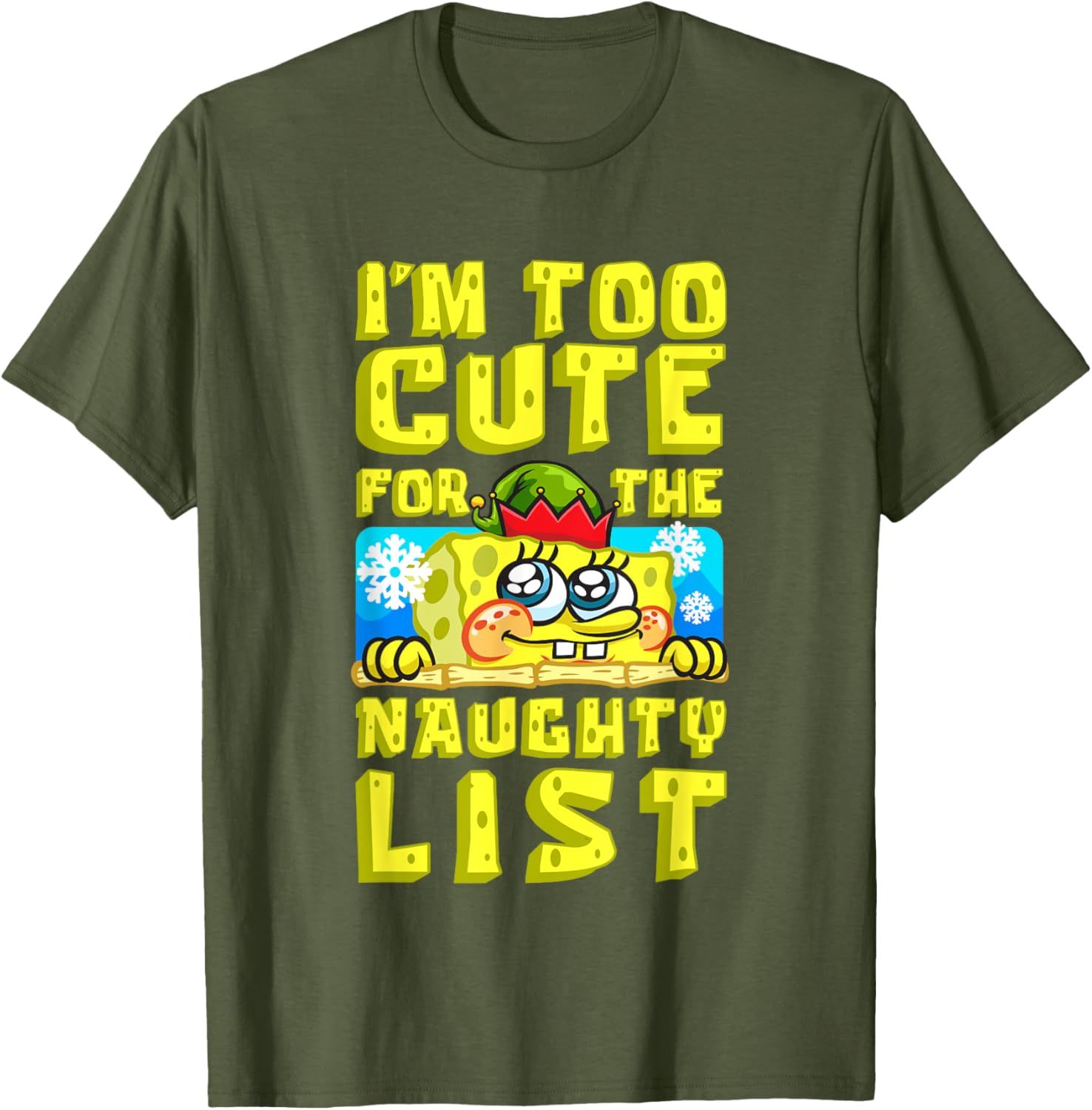 SpongeBob Christmas I'm Too Cute for the Naughty List T-Shirt Gift - 11