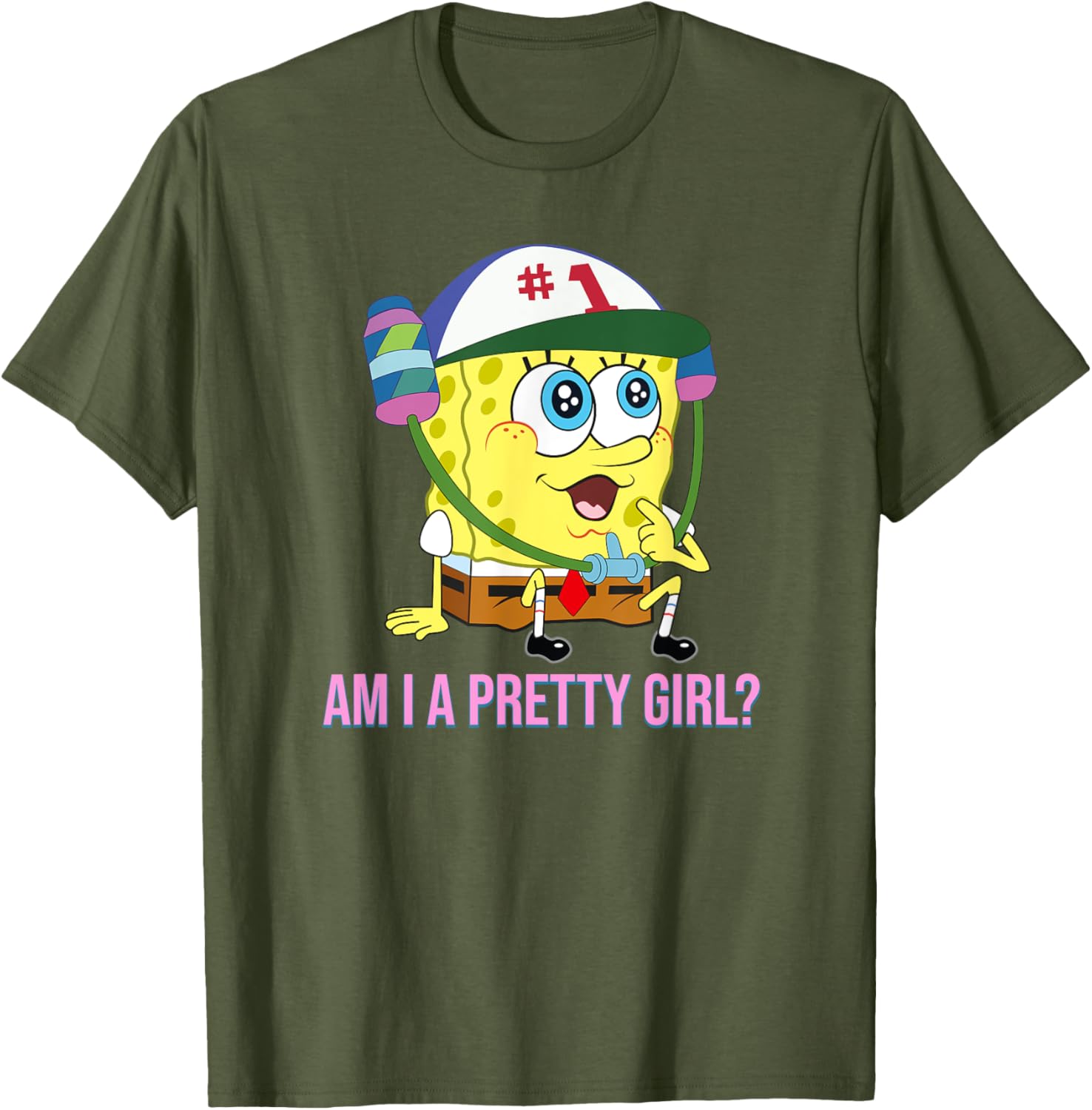 Cute SpongeBob SquarePants Am I a Pretty Girl T-Shirt for Fun Fashion - 3