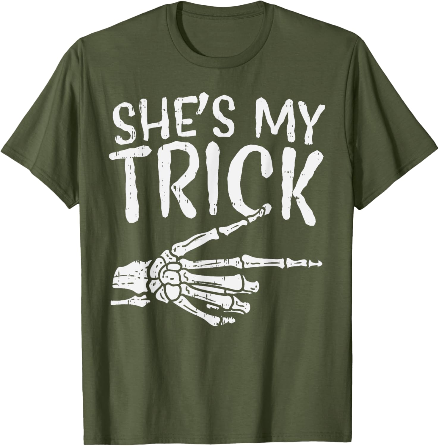 Cute Boyfriend T-Shirt for Matching Halloween Costume - She’s My Trick Design - 27