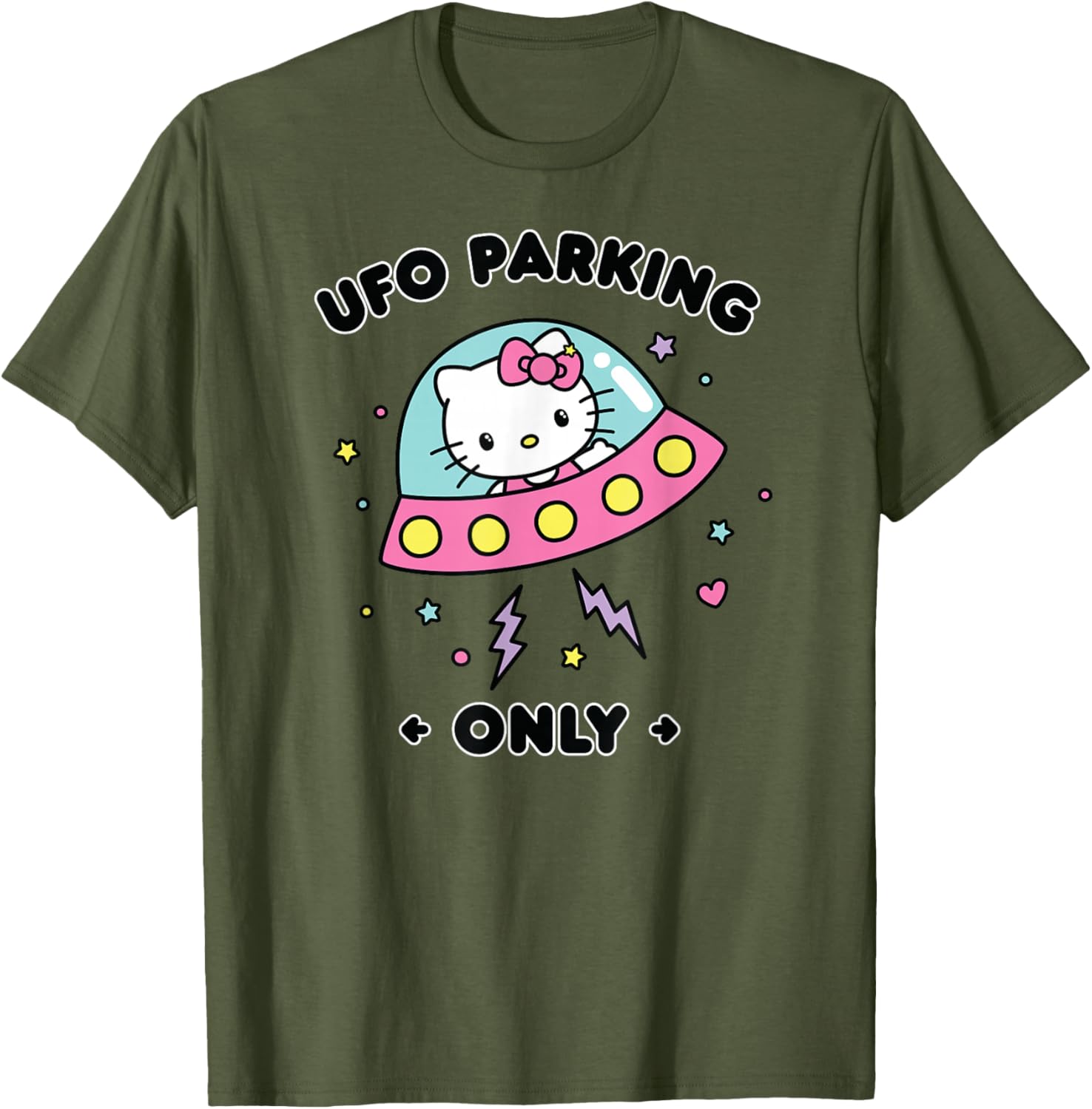 Hello Kitty UFO Parking Only Area 51 Alien Spaceship T-Shirt for Fun Lovers - 17