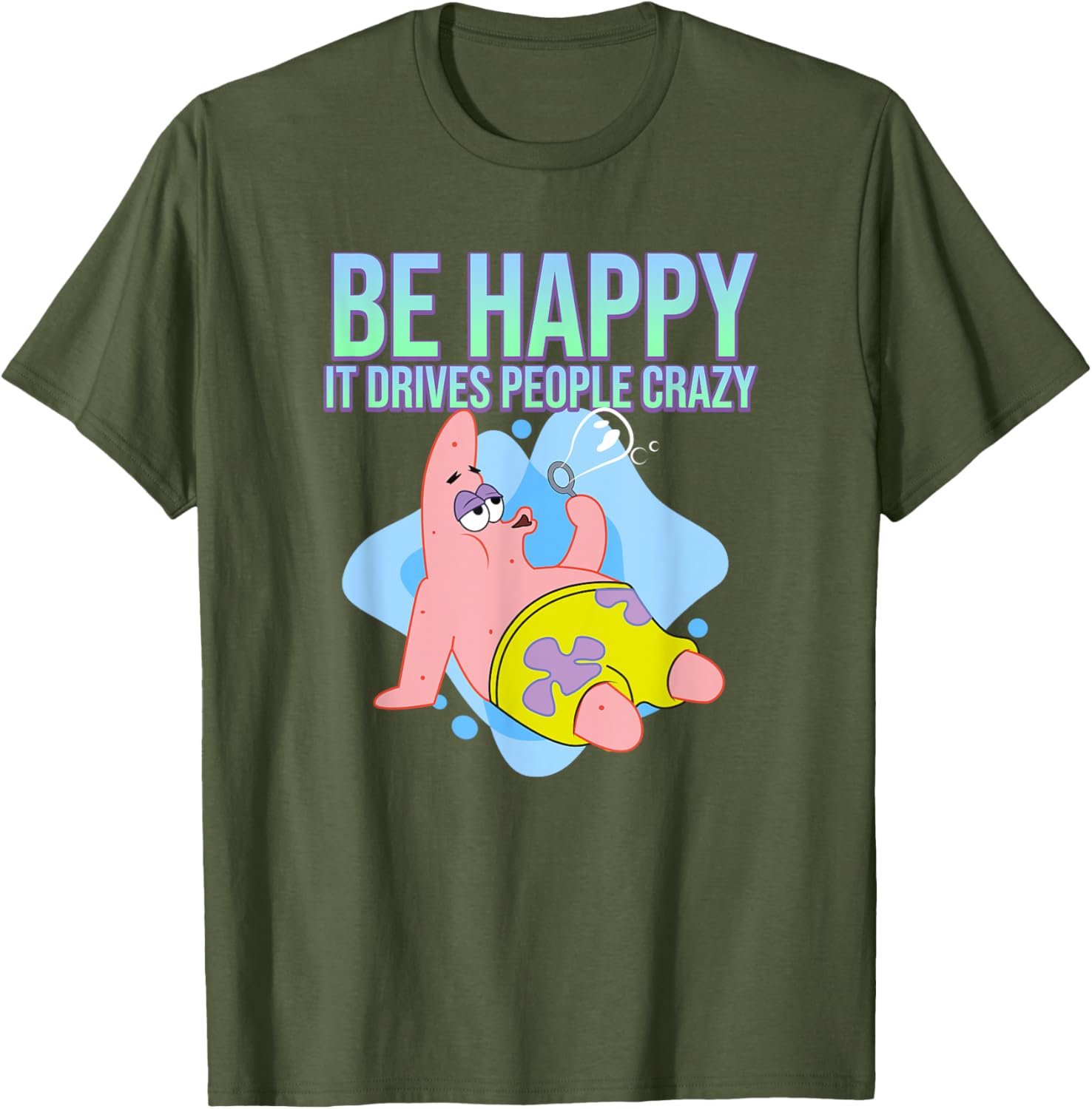 Mademark Patrick Star Be Happy T-Shirt Fun SpongeBob SquarePants Apparel - 9