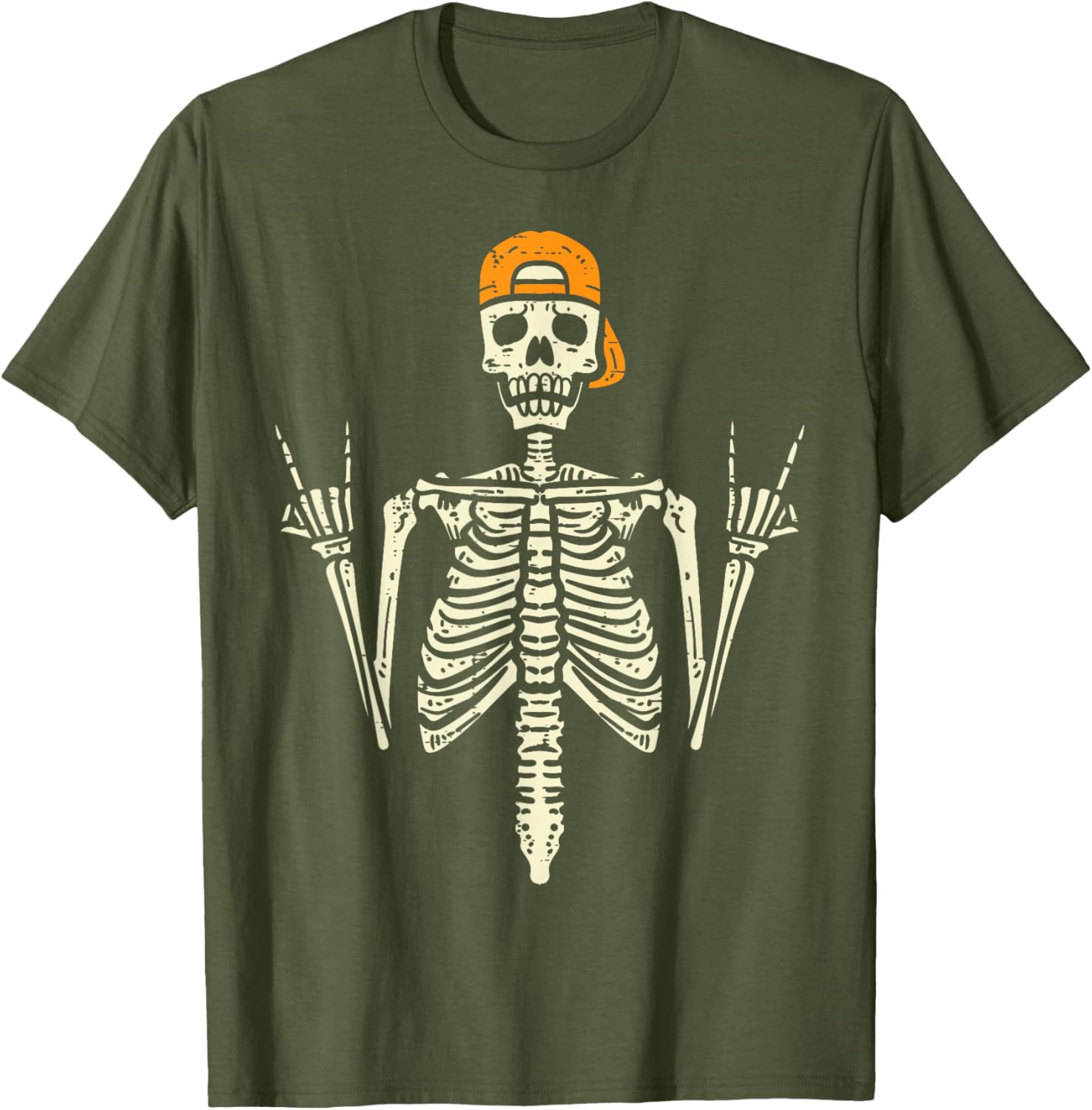 Cool Rocker Skeleton Cap Skater T-Shirt for Halloween Punk Rock Style - 12