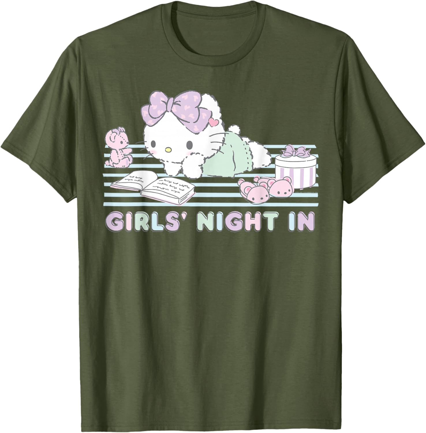 Hello Kitty Girls Night In Reading Short Sleeve T-Shirt for Fun Style - 10