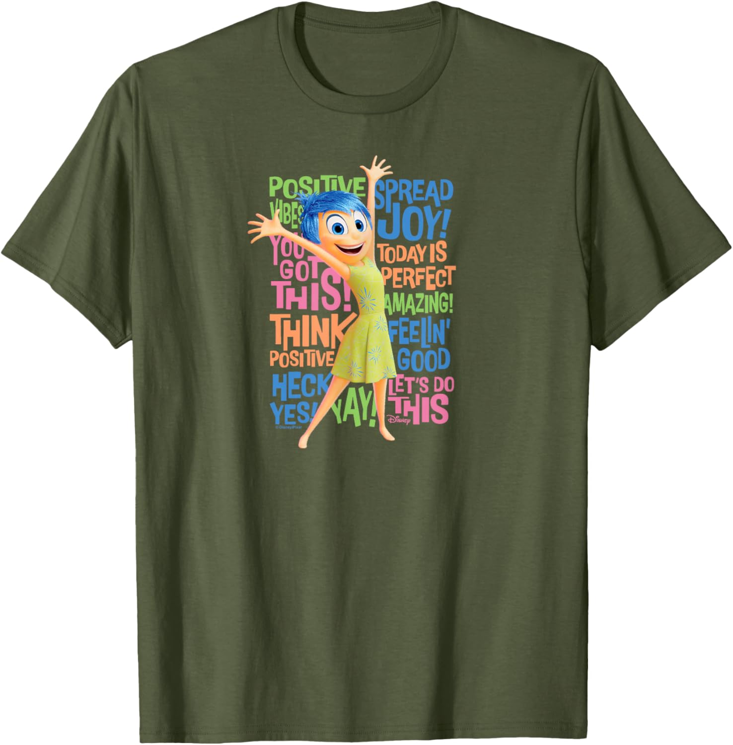 Joy Character Positive Words T-Shirt from Inside Out 2 for All Ages - 1