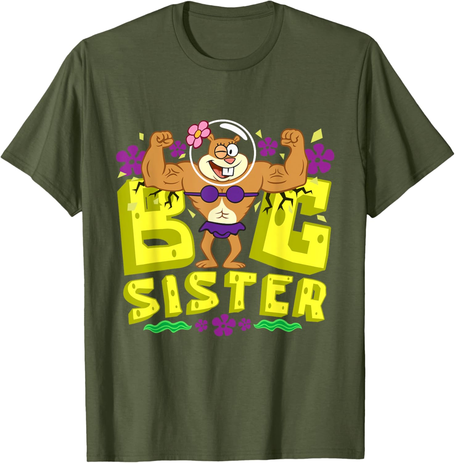 Mademark SpongeBob SquarePants Big Sister Strong Sister T-Shirt for Girls - 13
