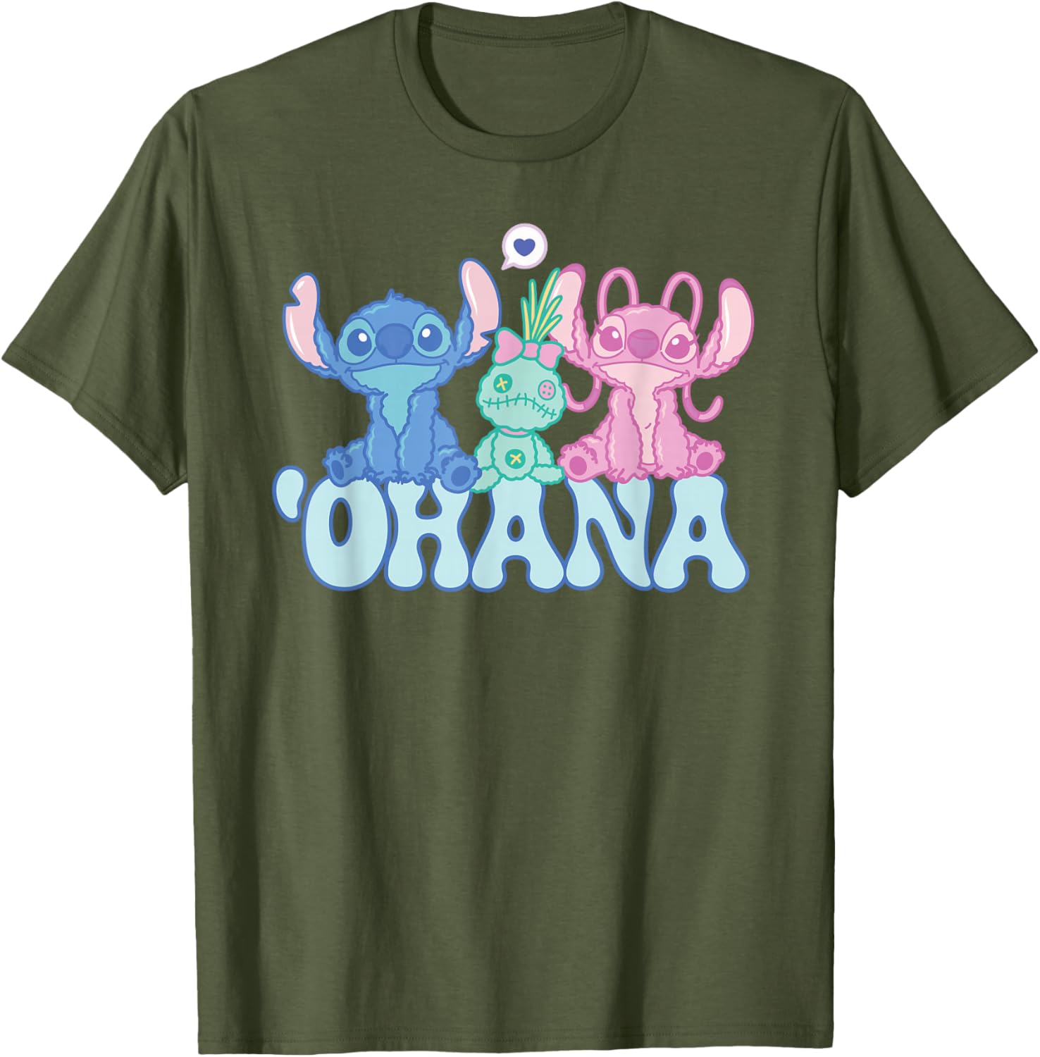 Cute Disney Stitch Ohana T-Shirt with Angel and Scrump for Kids and Adults - 3