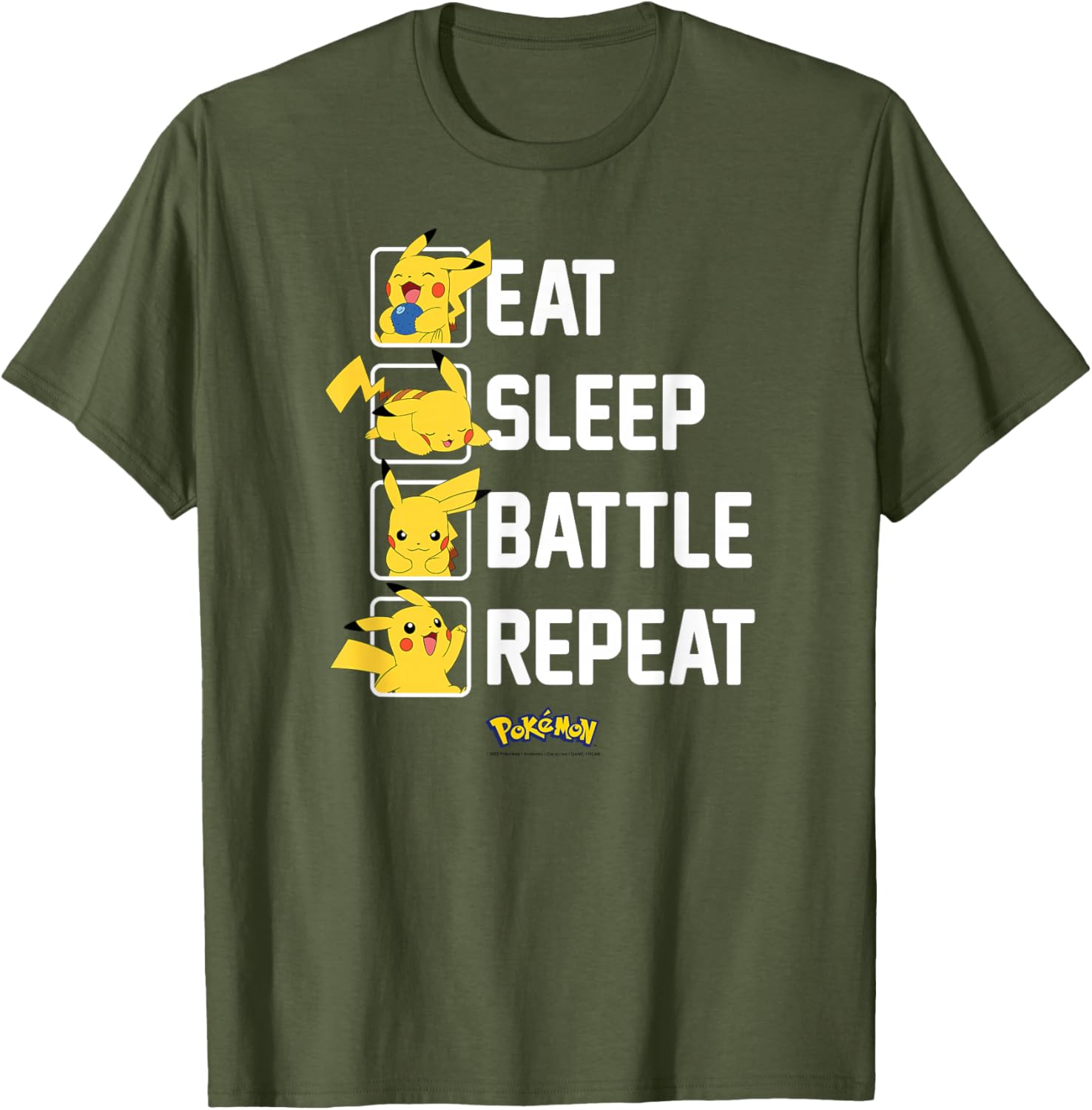 Pikachu Eat Sleep Battle Repeat T-Shirt for Pokémon Fans and Gamers - 14