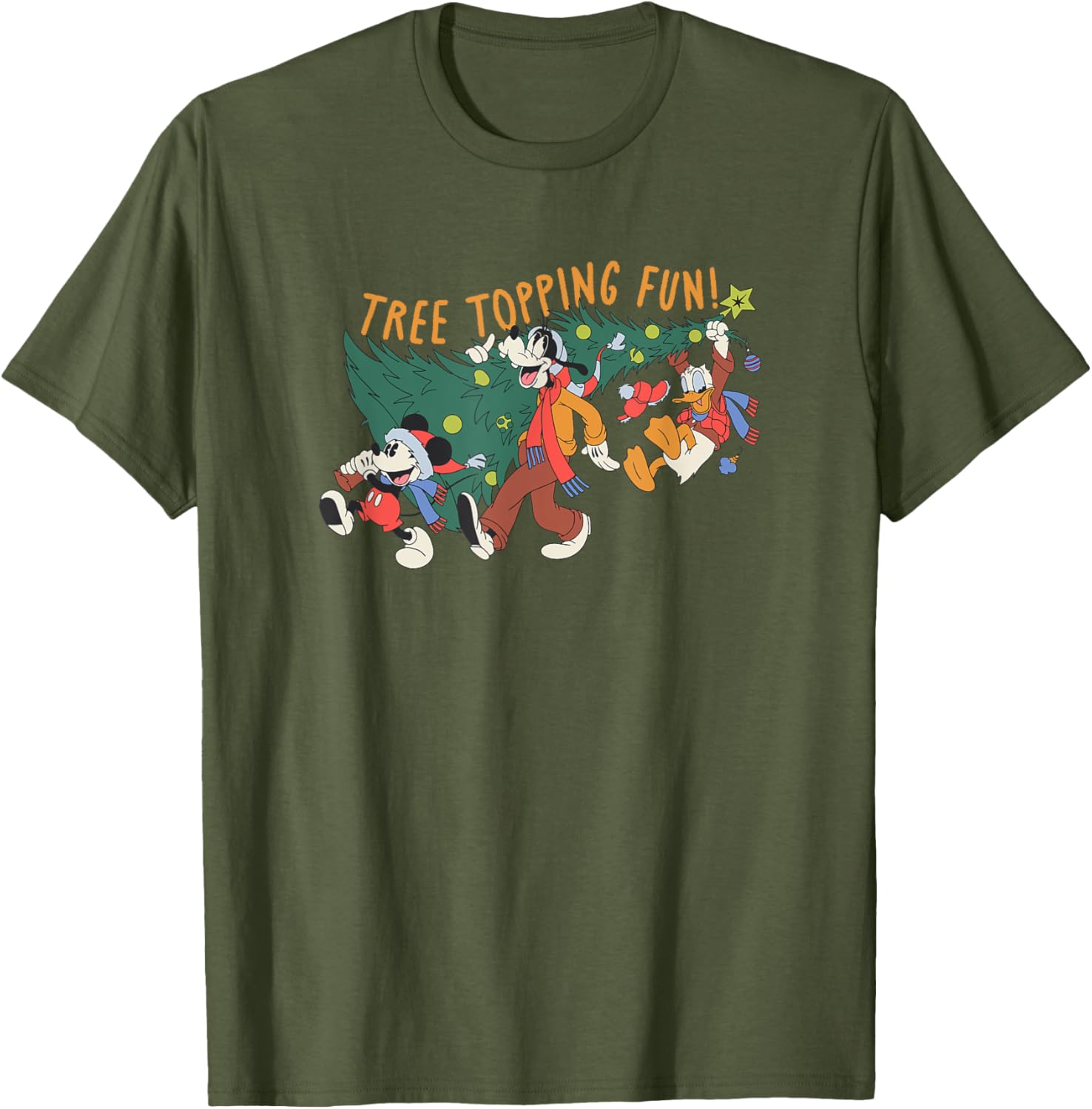 Mickey Mouse Goofy Donald Christmas Tree Topping T-Shirt for Men - 5