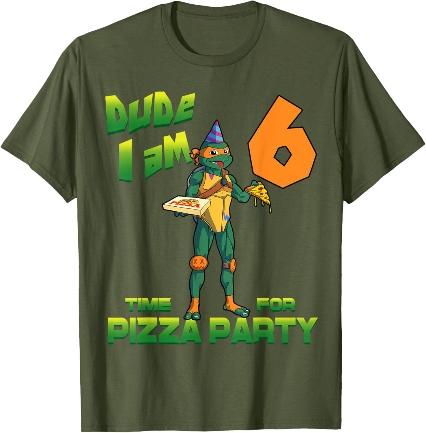 Mademark TMNT Michelangelo Pizza Birthday T-Shirt for 6 Year Olds - 2