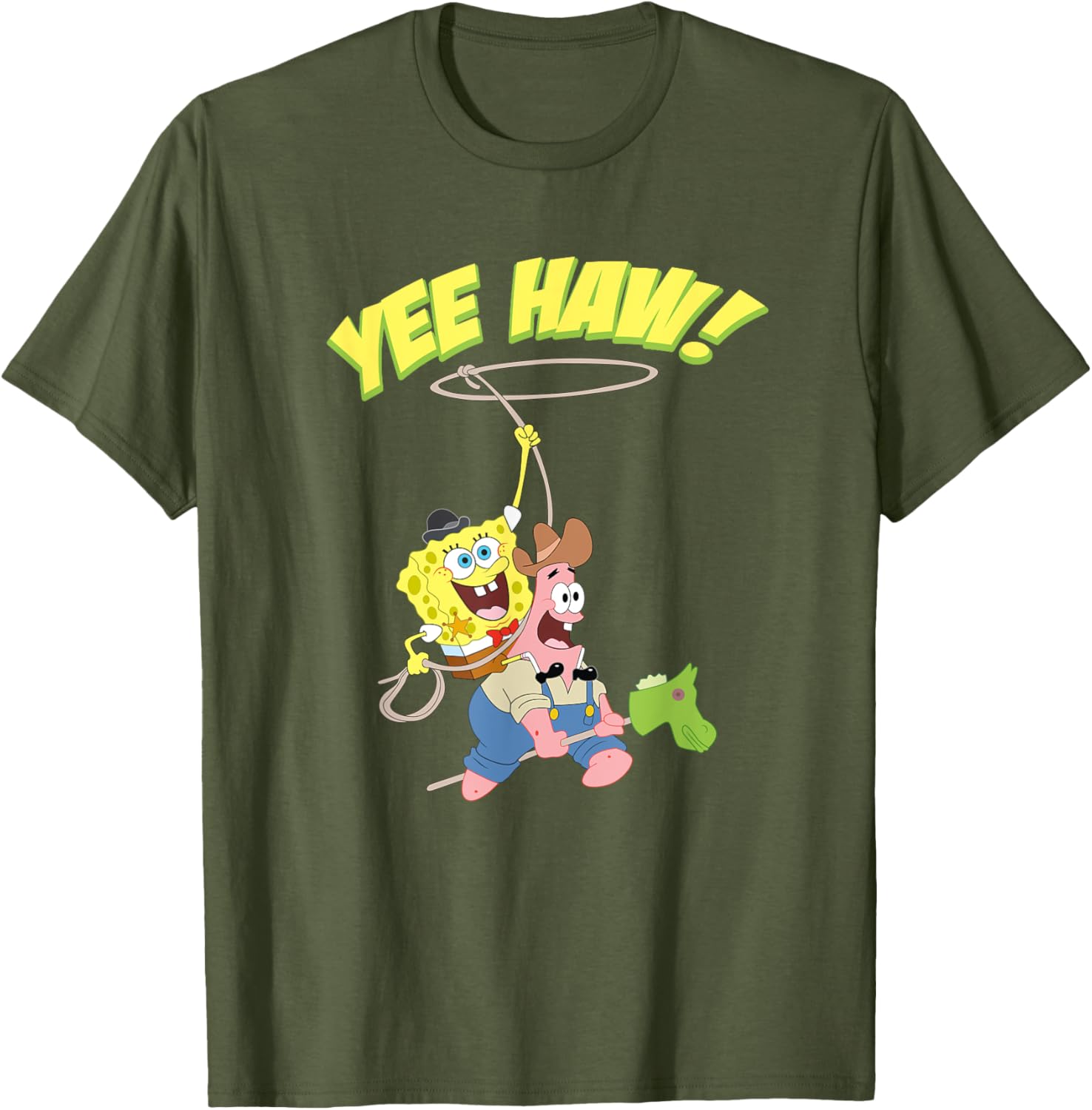Mademark SpongeBob Patrick Cowboy Yee Haw T-Shirt Fun Apparel for Kids - 11