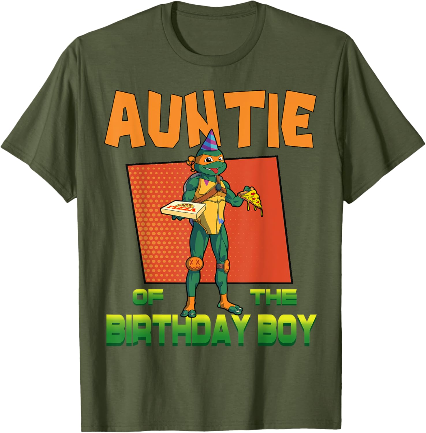 Mademark Teenage Mutant Ninja Turtles Mikey Pizza Party T-Shirt for Aunties - 15
