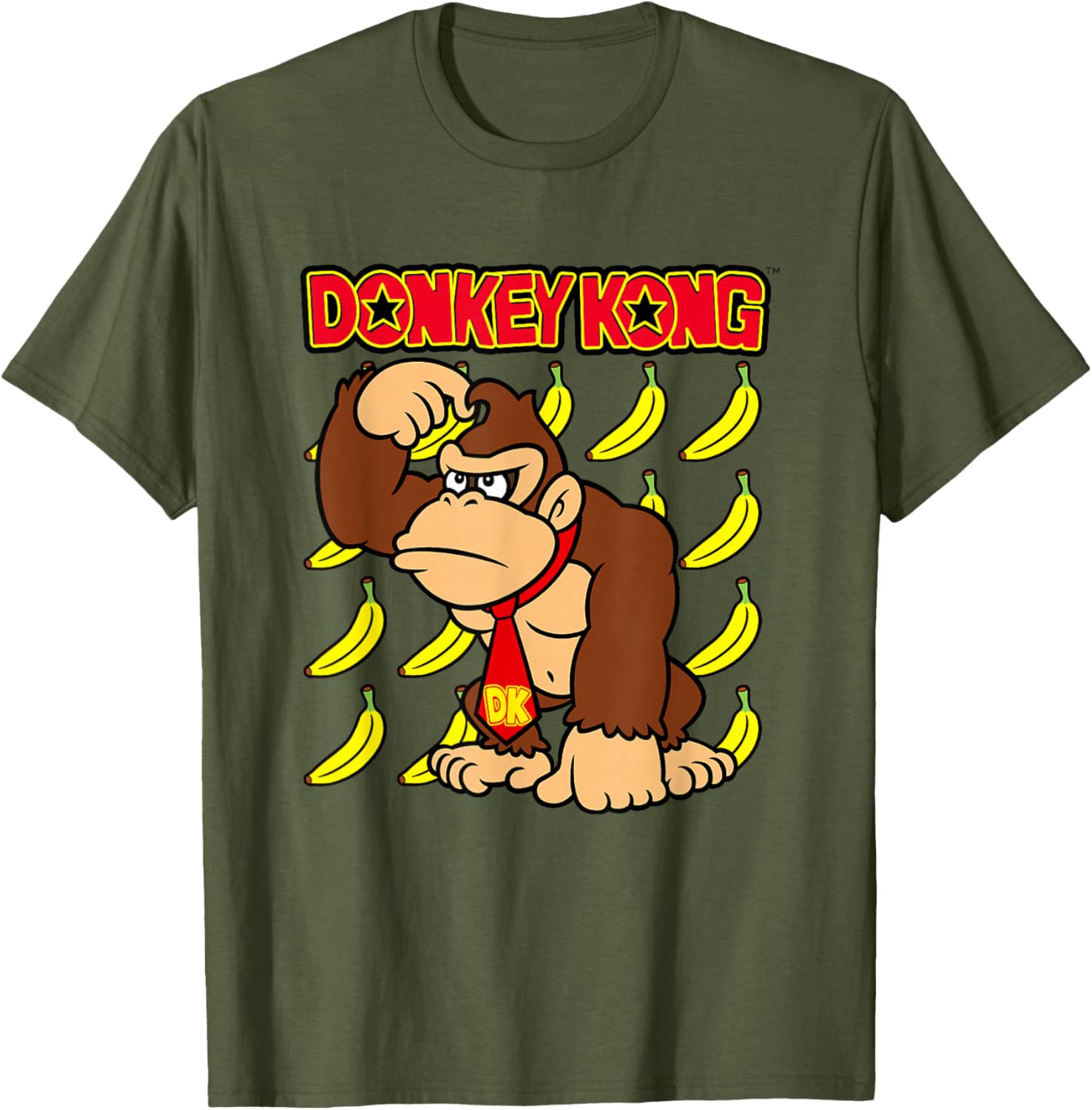 Donkey Kong Ape Thoughts Banana Background Graphic T-Shirt for Fans - 14