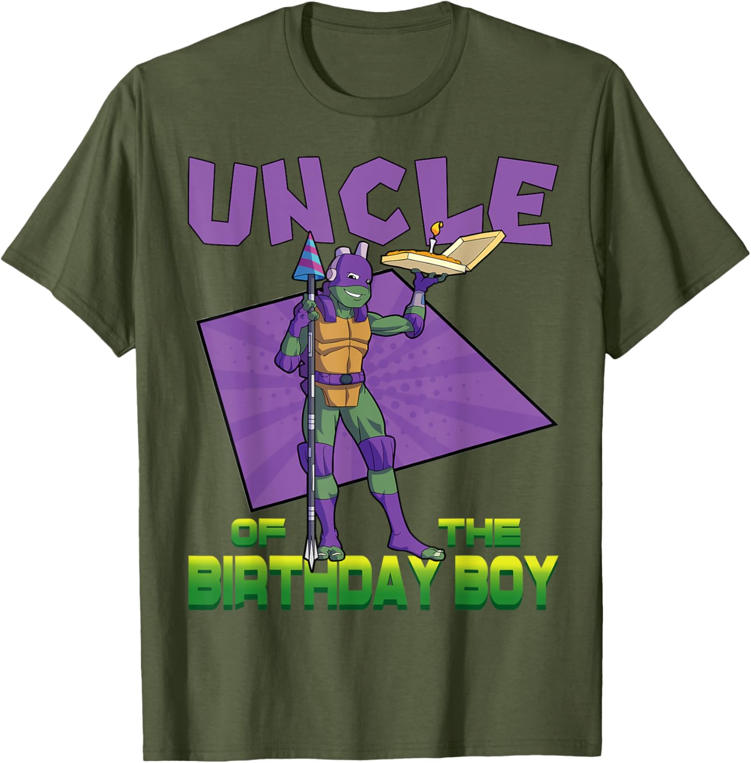 Mademark TMNT Donnie Uncle Birthday Boy Pizza Party T-Shirt for Kids - 3