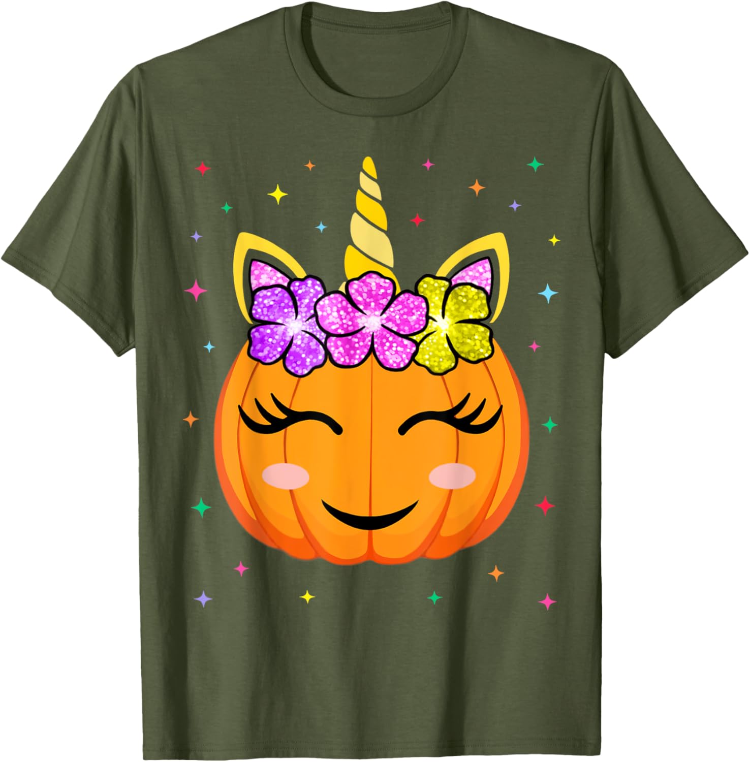 Cute Unicorn Pumpkin Halloween T-Shirt for Girls - Fun Kids Costume - 8