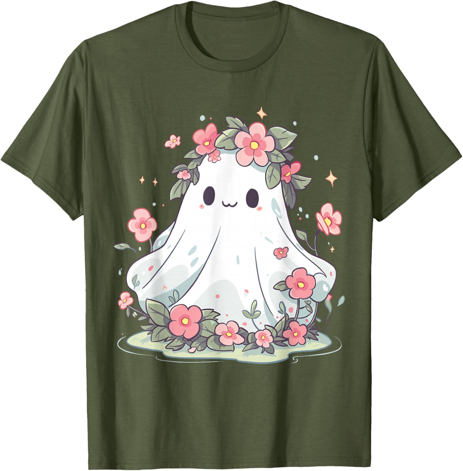 Floral Ghost Halloween Shirt for Girls and Women – Fun Costume T-Shirt - 4