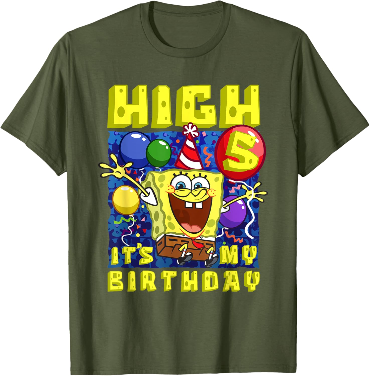 SpongeBob SquarePants Birthday T-Shirt for Boys and Girls Age 5 - 5