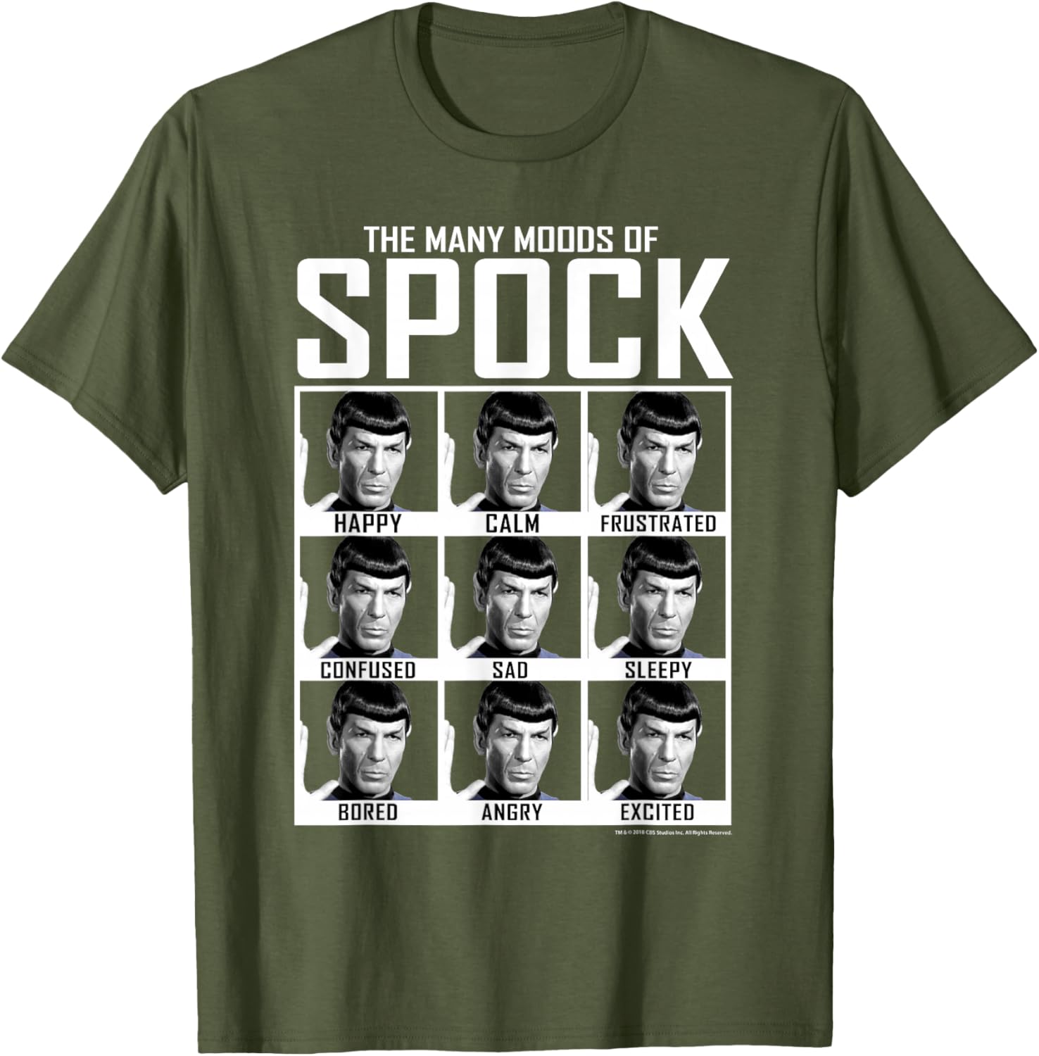 Star Trek Spock Moods Textbook T-Shirt for Fans of Classic Sci-Fi Fashion - 11