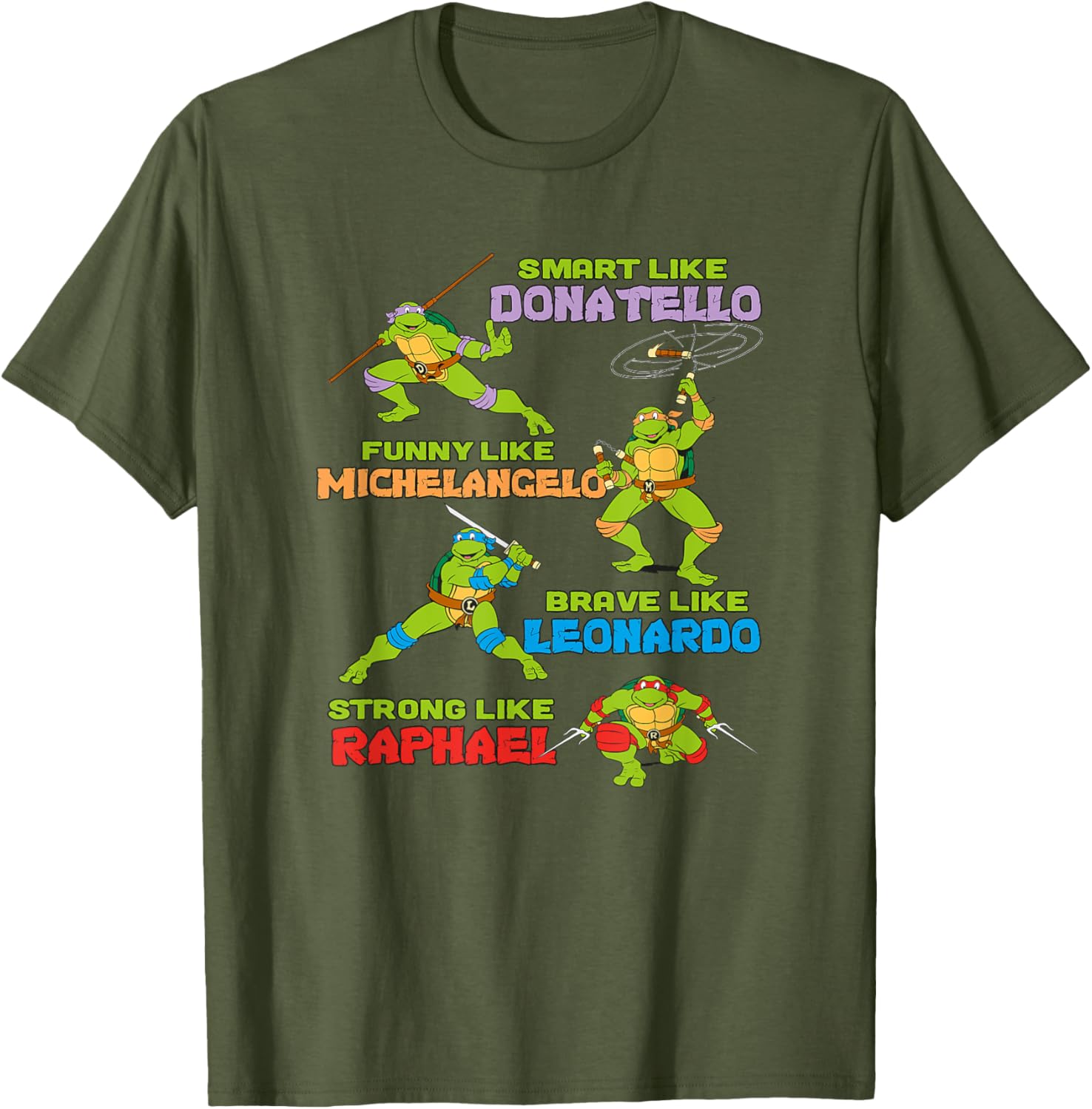Mademark Teenage Mutant Ninja Turtles Smart Funny Brave Strong T-Shirt - 8