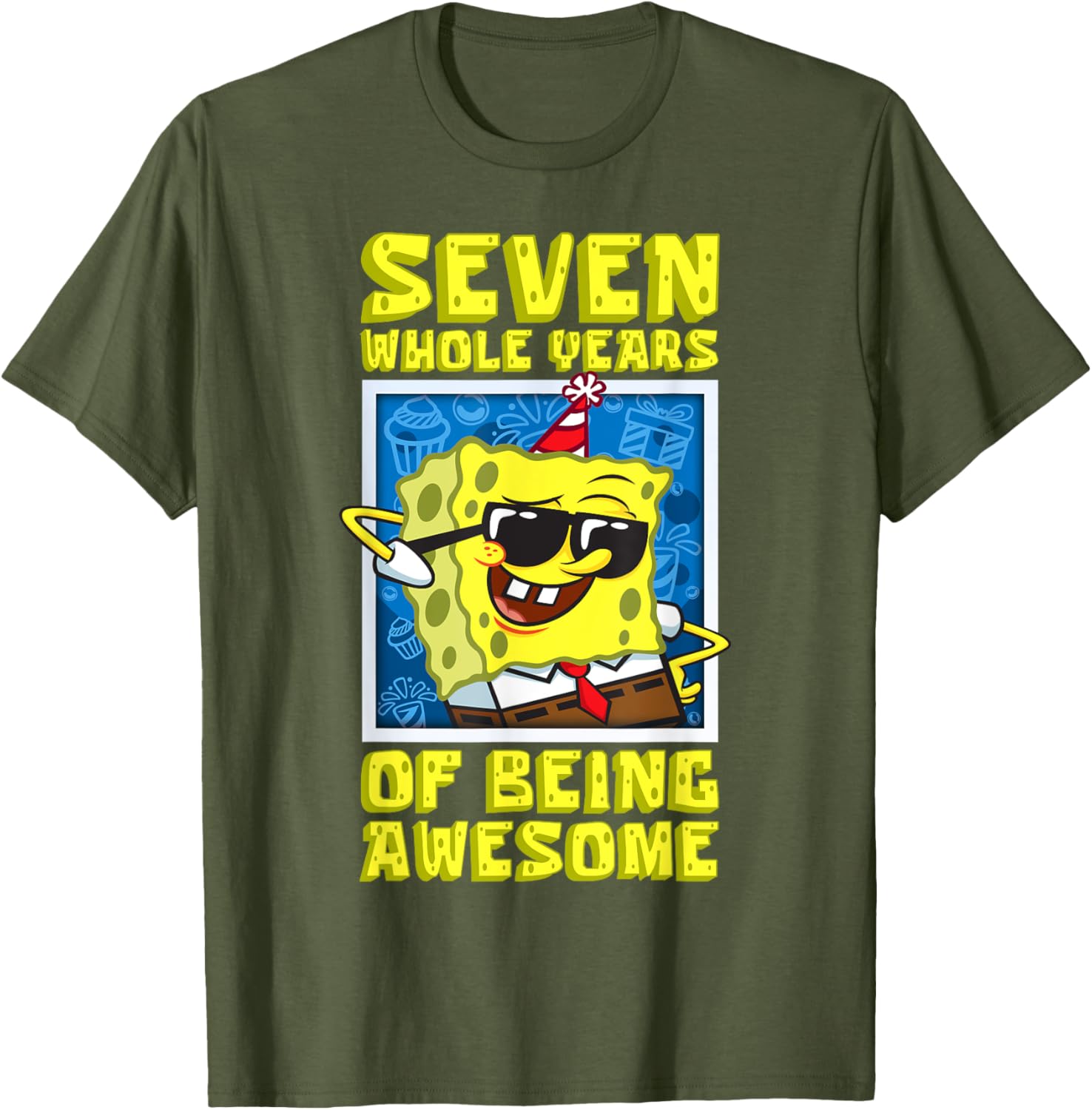 Mademark SpongeBob Seven Years of Awesome 7th Birthday Gift T-Shirt - 5