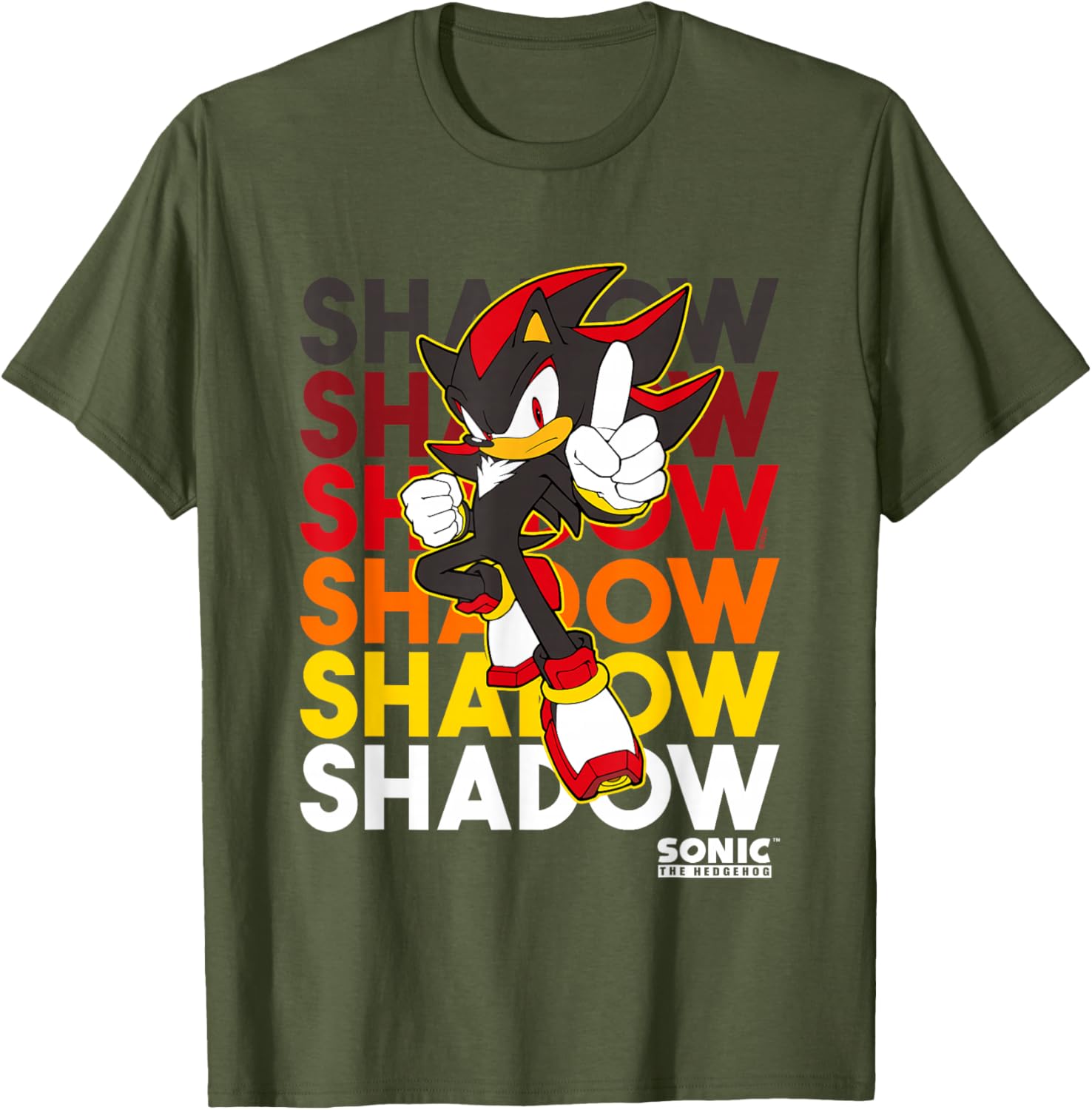 Sonic The Hedgehog Shadow Logo Stacked Text Cool Graphic T-Shirt - 3
