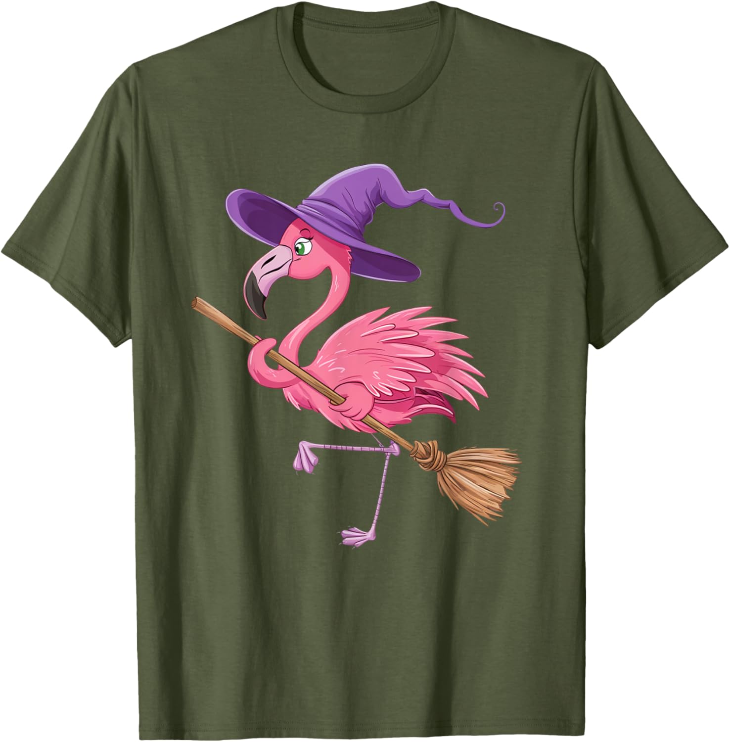 Halloween Flamingo Witch Hat T-Shirt for Men, Women, and Kids - 6
