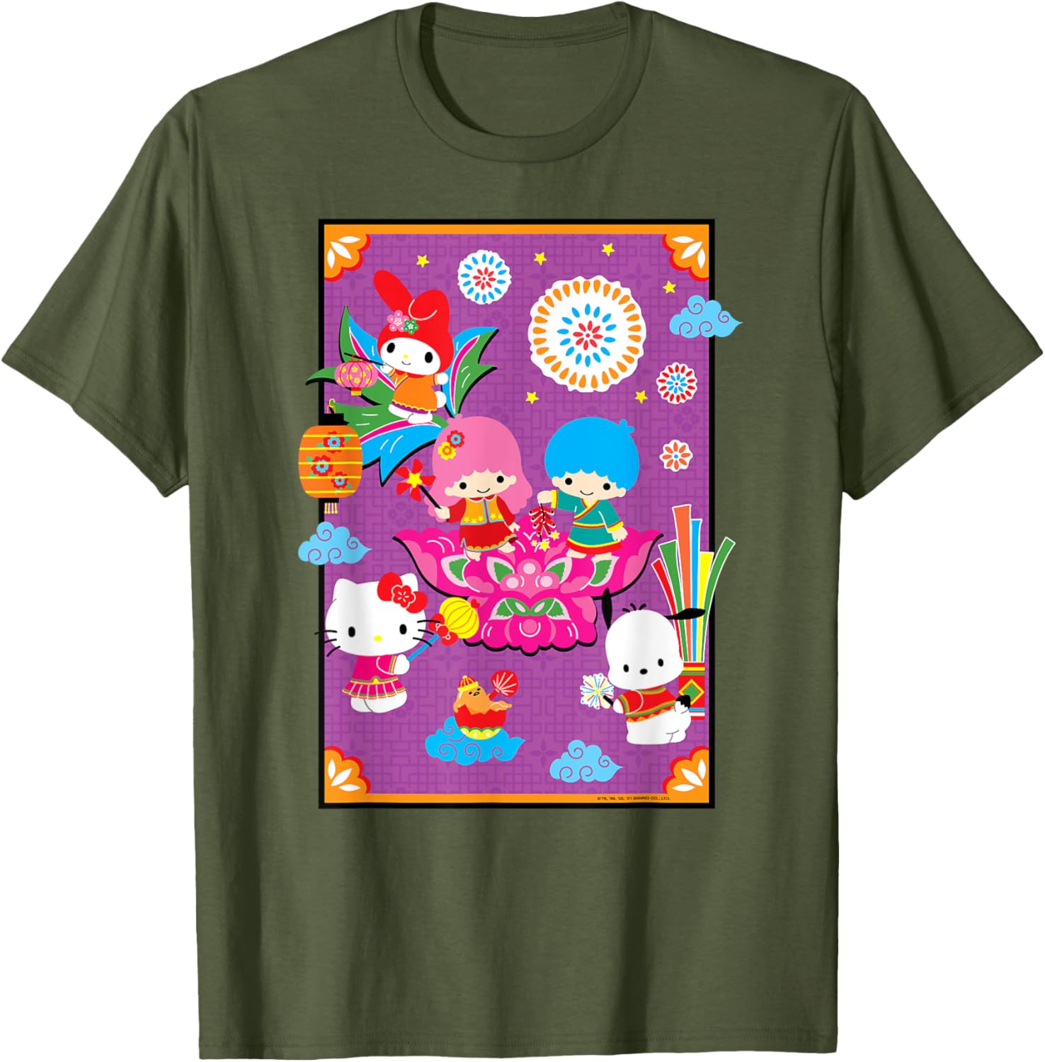 Hello Kitty & Friends Lunar New Year T-Shirt for Adults - Black, Small - 1