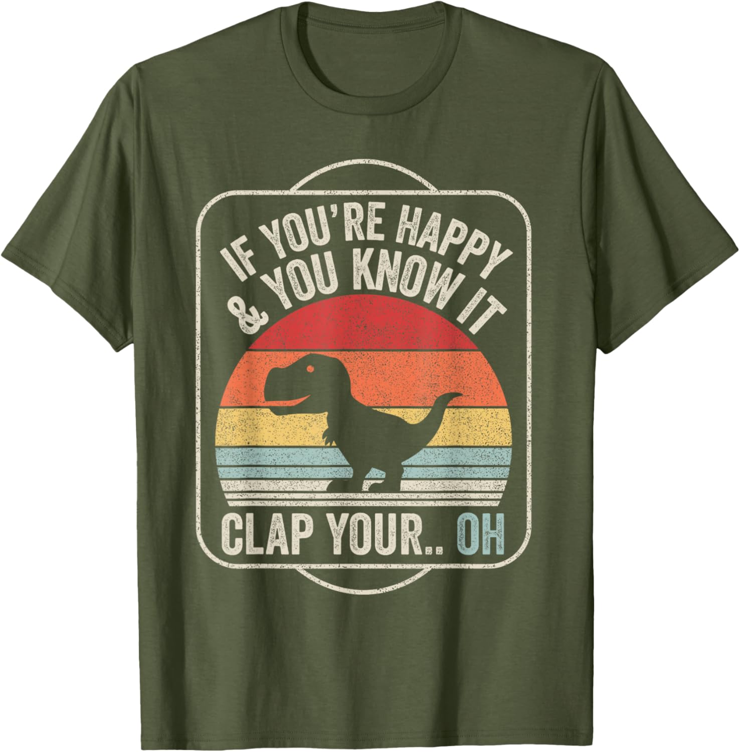 Catch Some Rays T-Rex Happy Dino Vintage Black Short Sleeve T-Shirt - 2