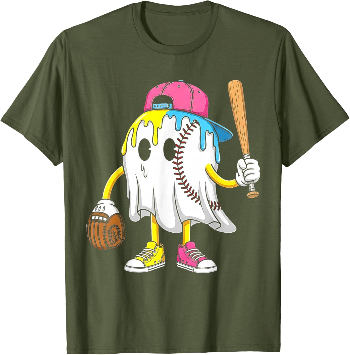 Funny Halloween Baseball Shirt for Boys with Ghost Graphic Design - 10