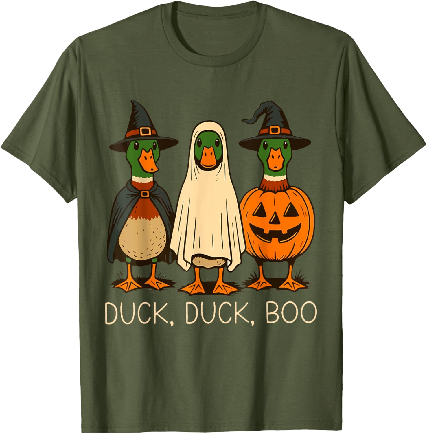Cute Duck Duck Boo Halloween Pumpkin T-Shirt for Fall Fun - 7