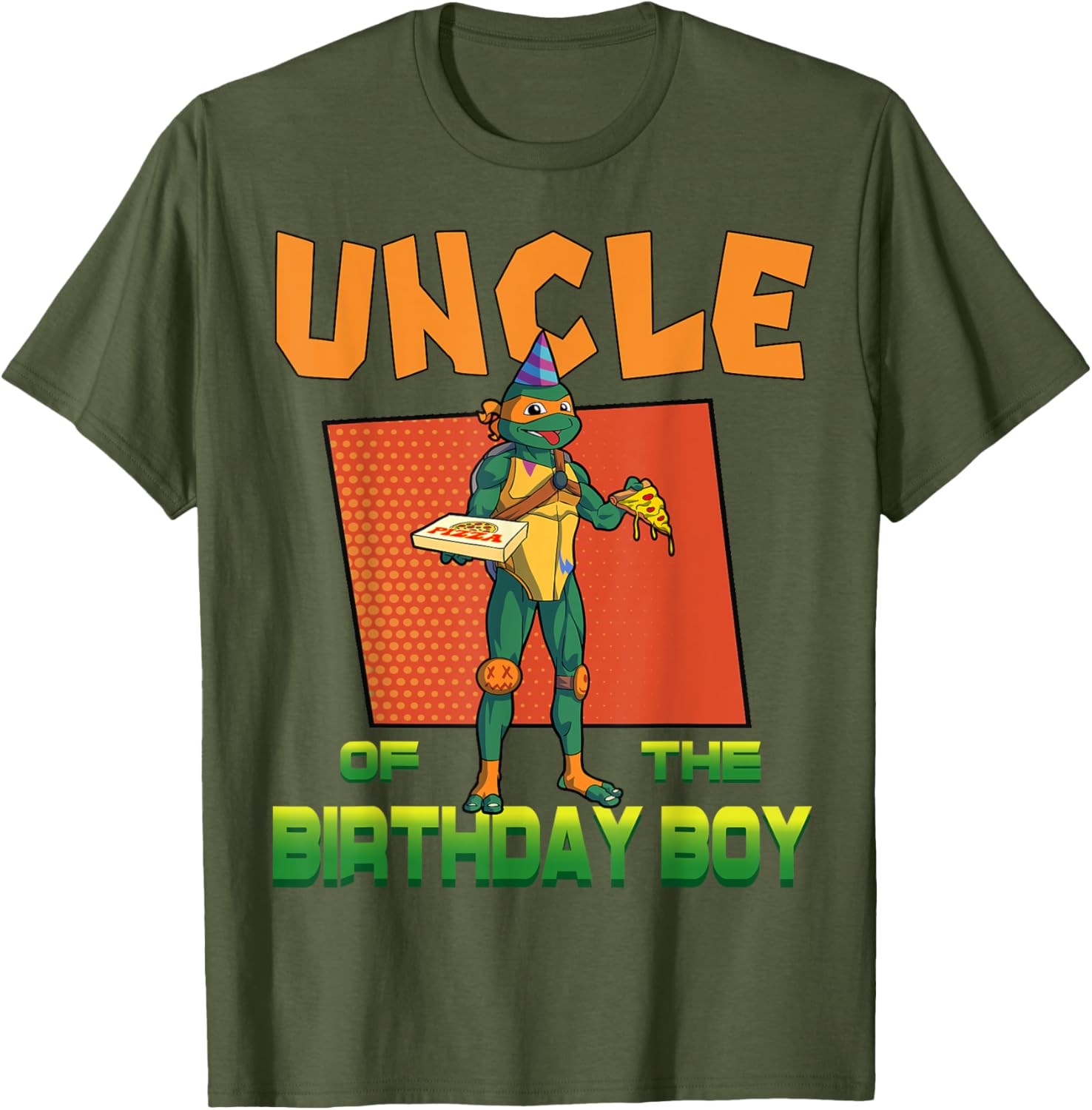 Mikey Uncle of the Birthday Boy Pizza Party T-Shirt - TMNT Fun Apparel - 1