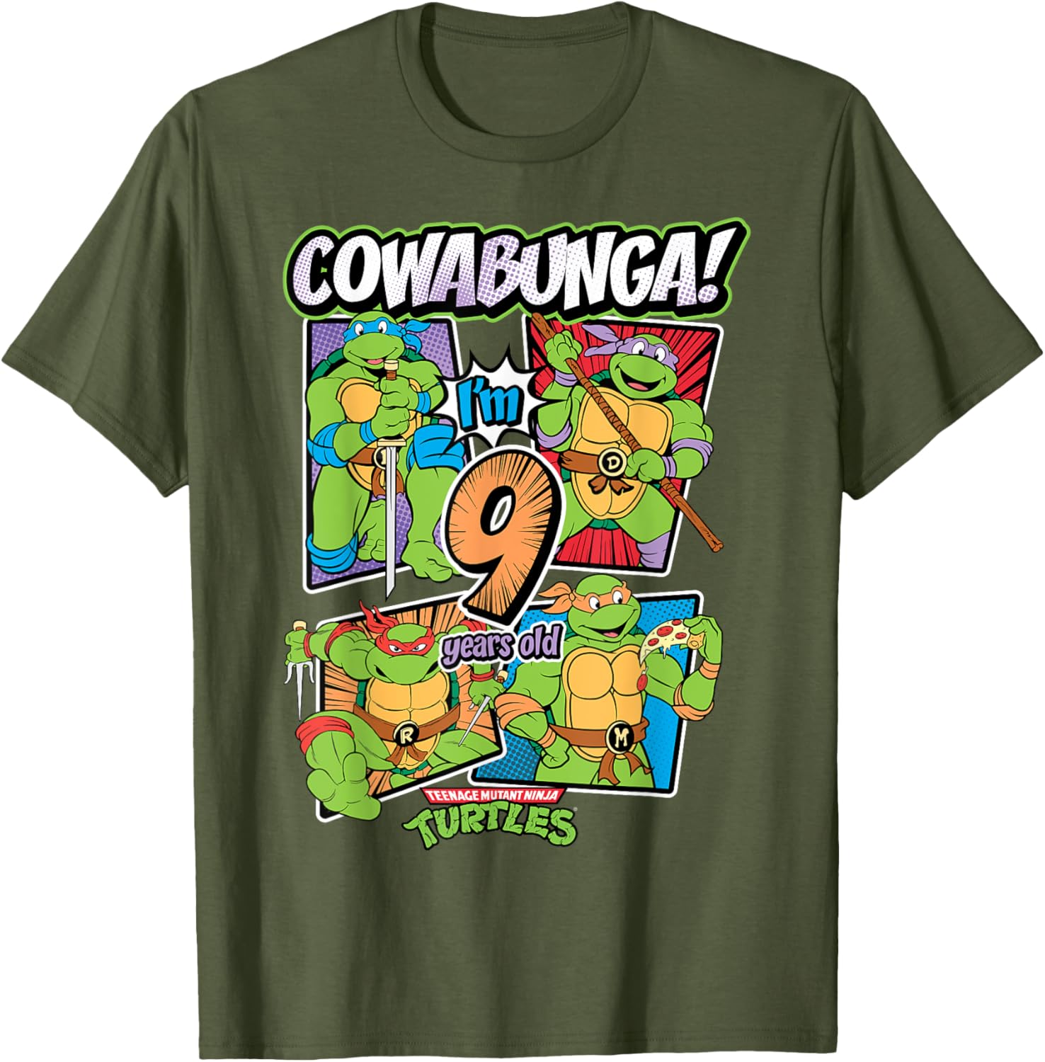 Mademark Teenage Mutant Ninja Turtles Cowabunga 9th Birthday T-Shirt - 1
