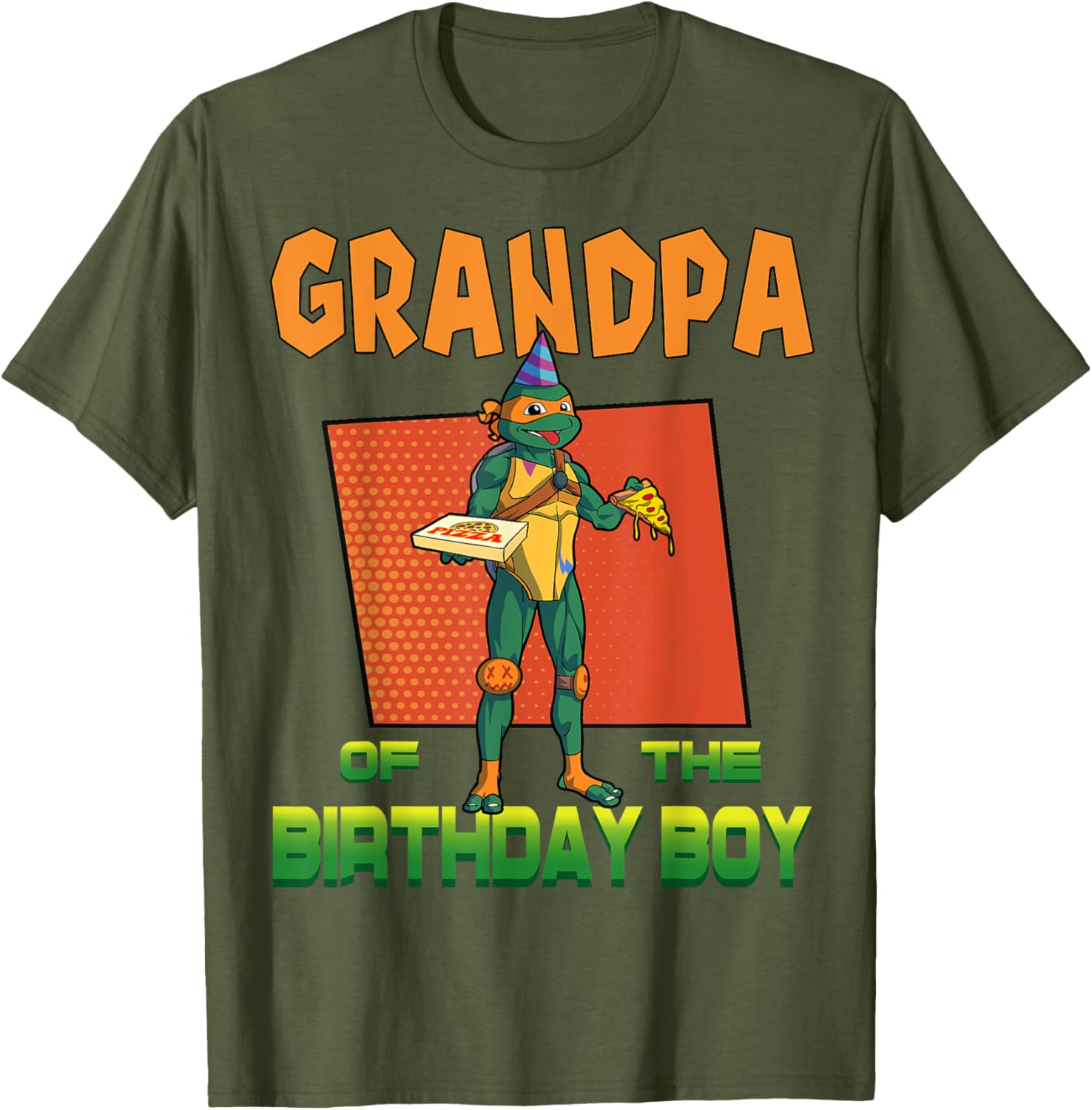 Mademark X TMNT Mikey Grandpa Birthday Pizza Party T-Shirt for Kids - 20