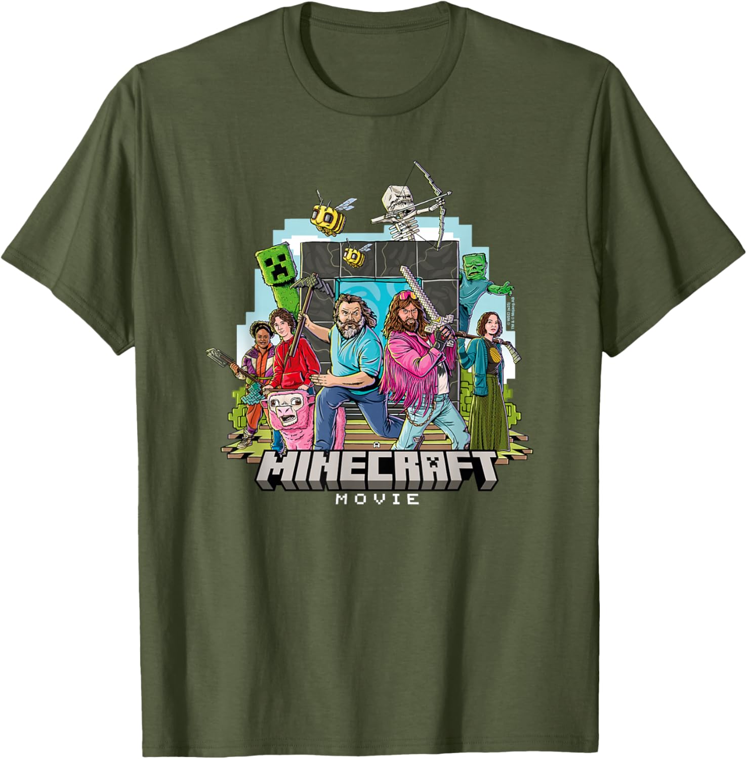 Minecraft Movie Character Group Shot T-Shirt in Cartoon Style - 12