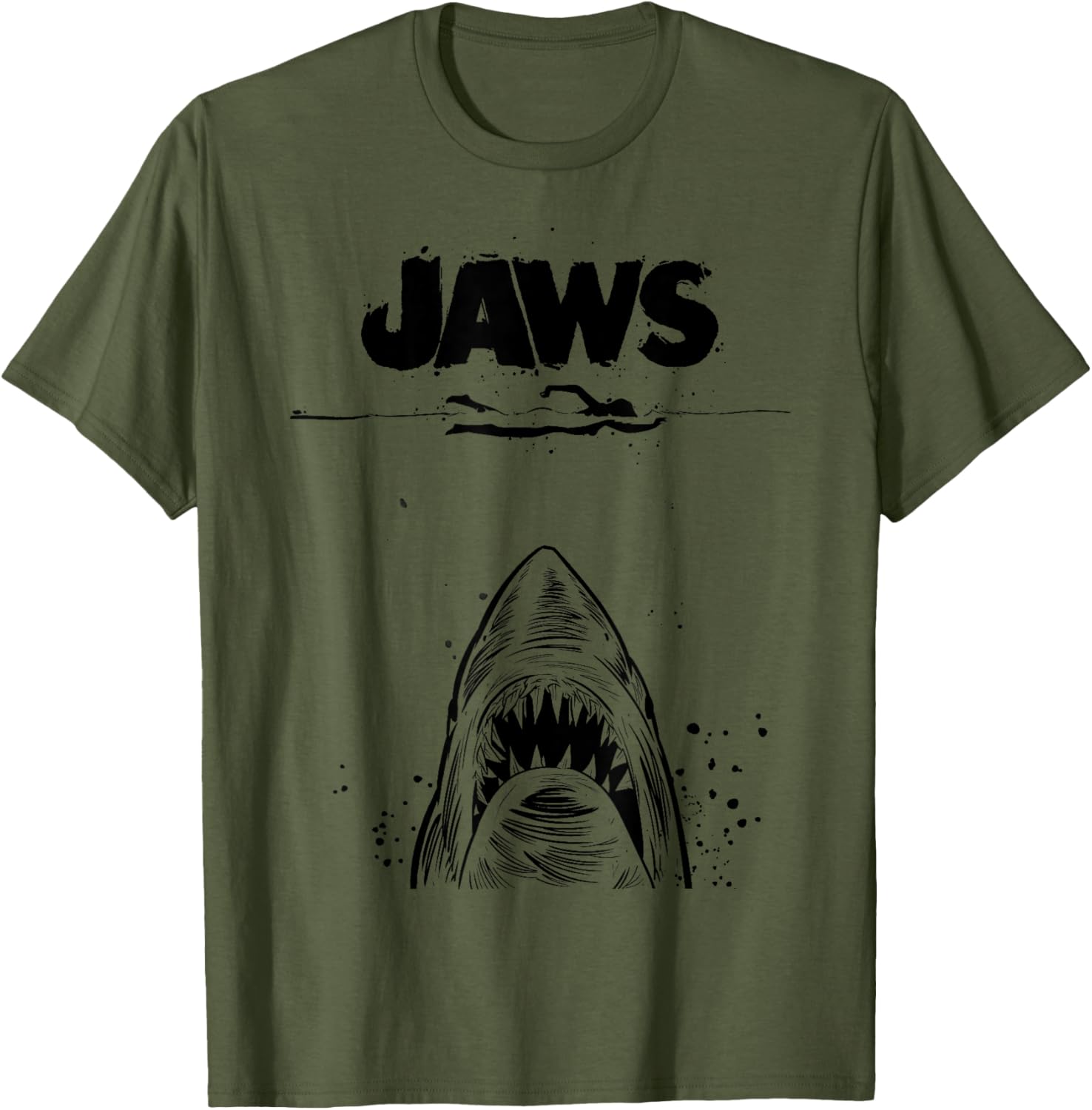Jaws 50th Anniversary Black and White Sketch 2-Sided T-Shirt - 12