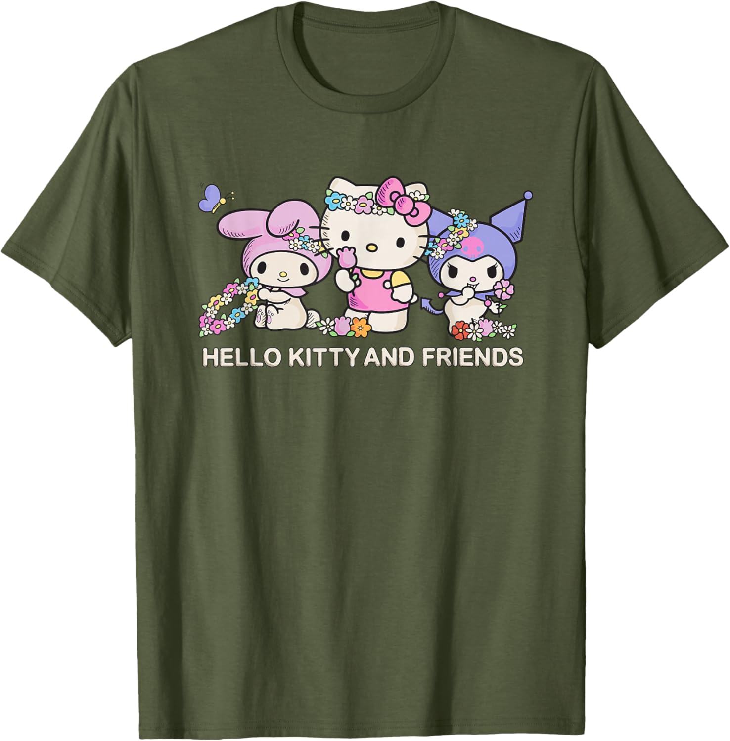 Hello Kitty and Friends Flower Crowns T-Shirt in Black for Kids Small - 13