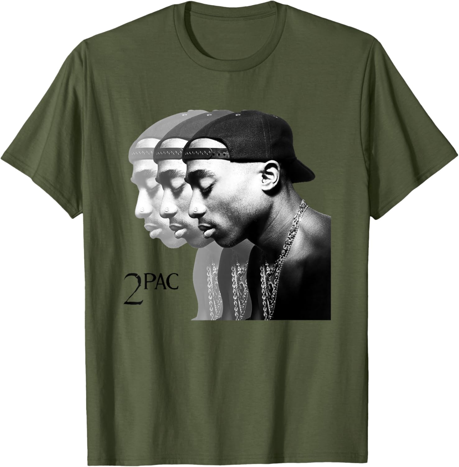 Tupac Shakur Unisex Repeat T-Shirt in Blue, Short Sleeve Cotton Blend - 6