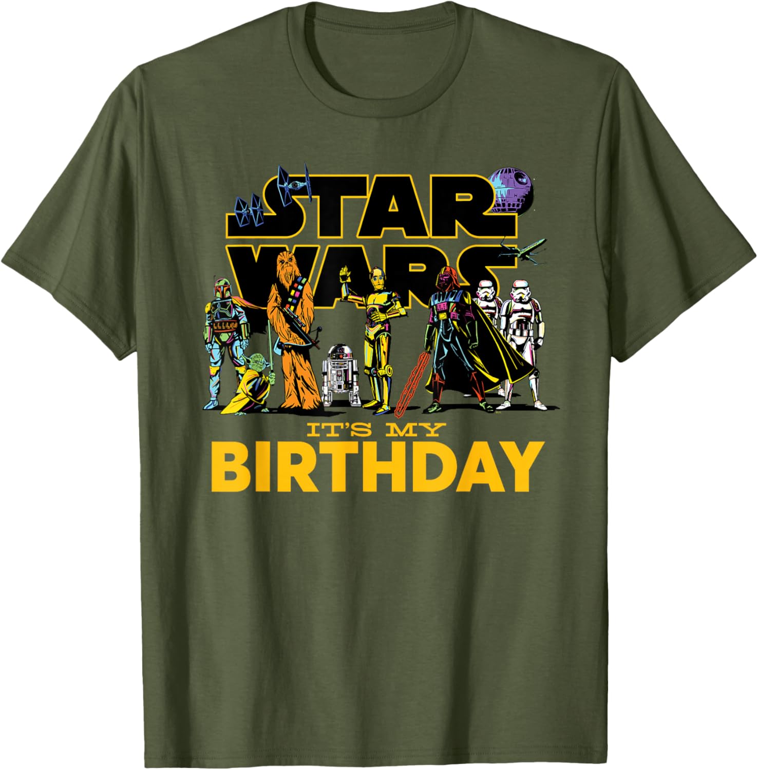 Star Wars Birthday T-Shirt for Kids Featuring Classic Characters Design - 1